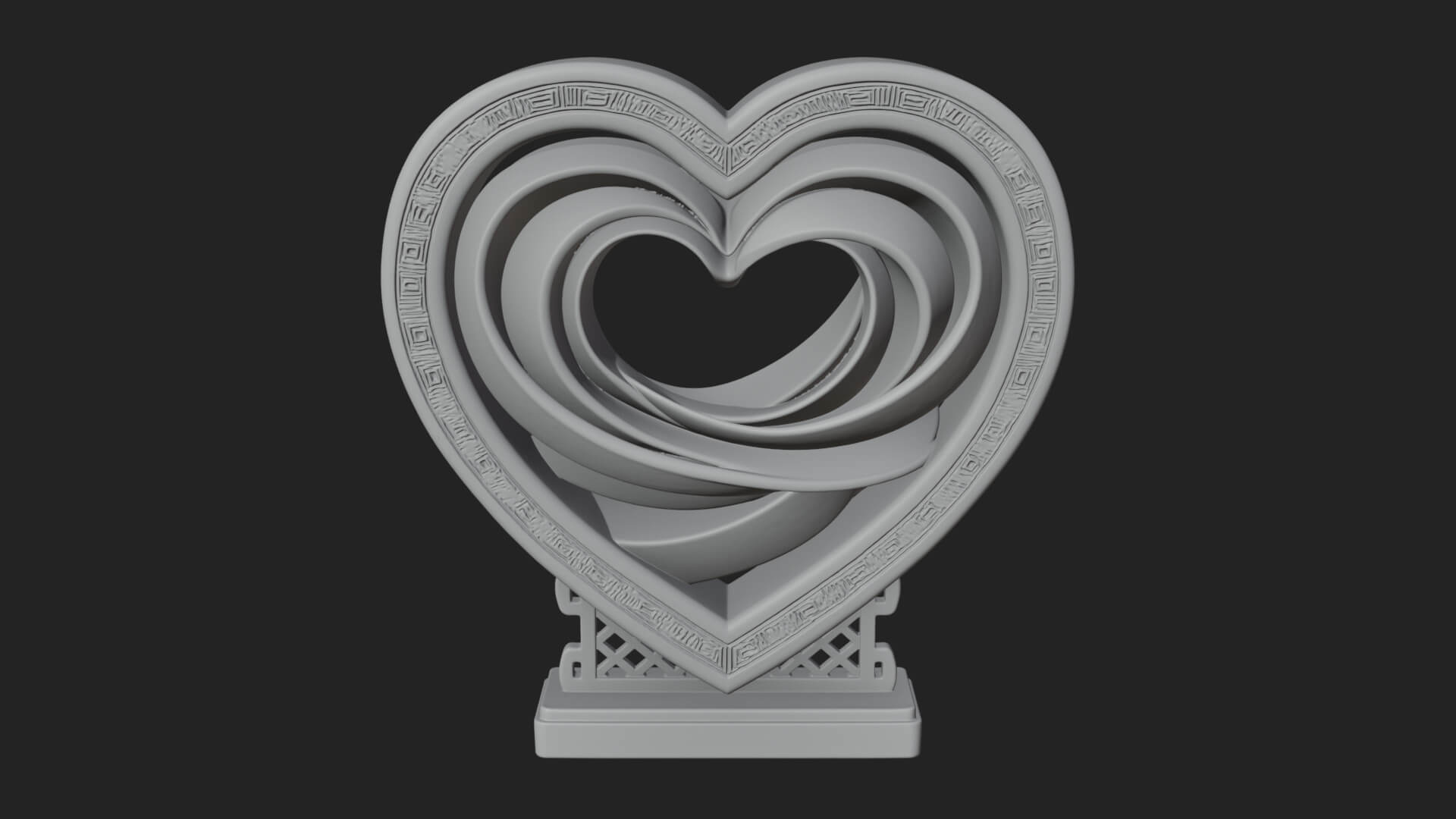 Ornate Framed Heart Plaque Design 88 3D Print Model 3D Model