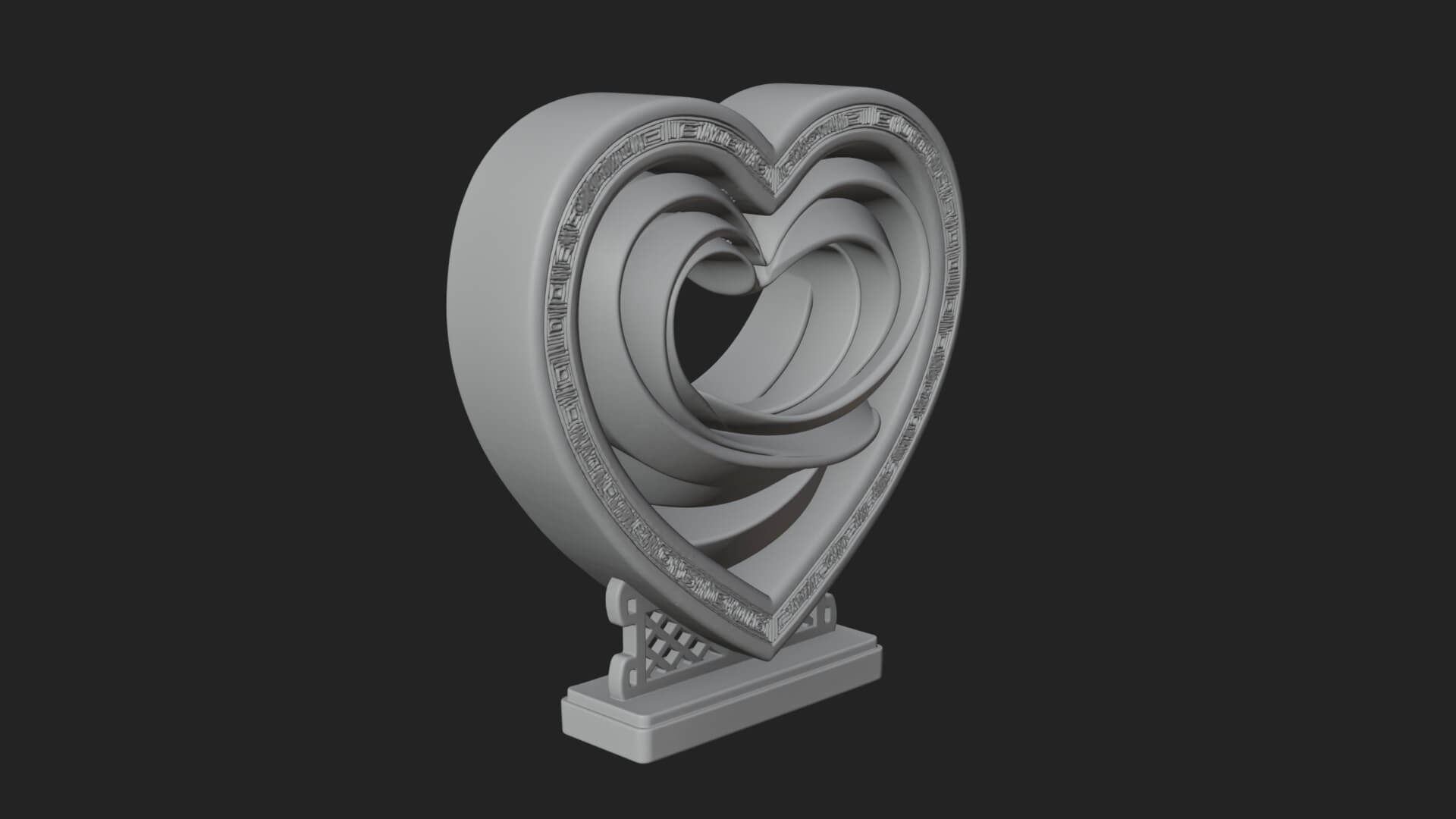 Ornate Framed Heart Plaque Design 88 3D Print Model 3D Model