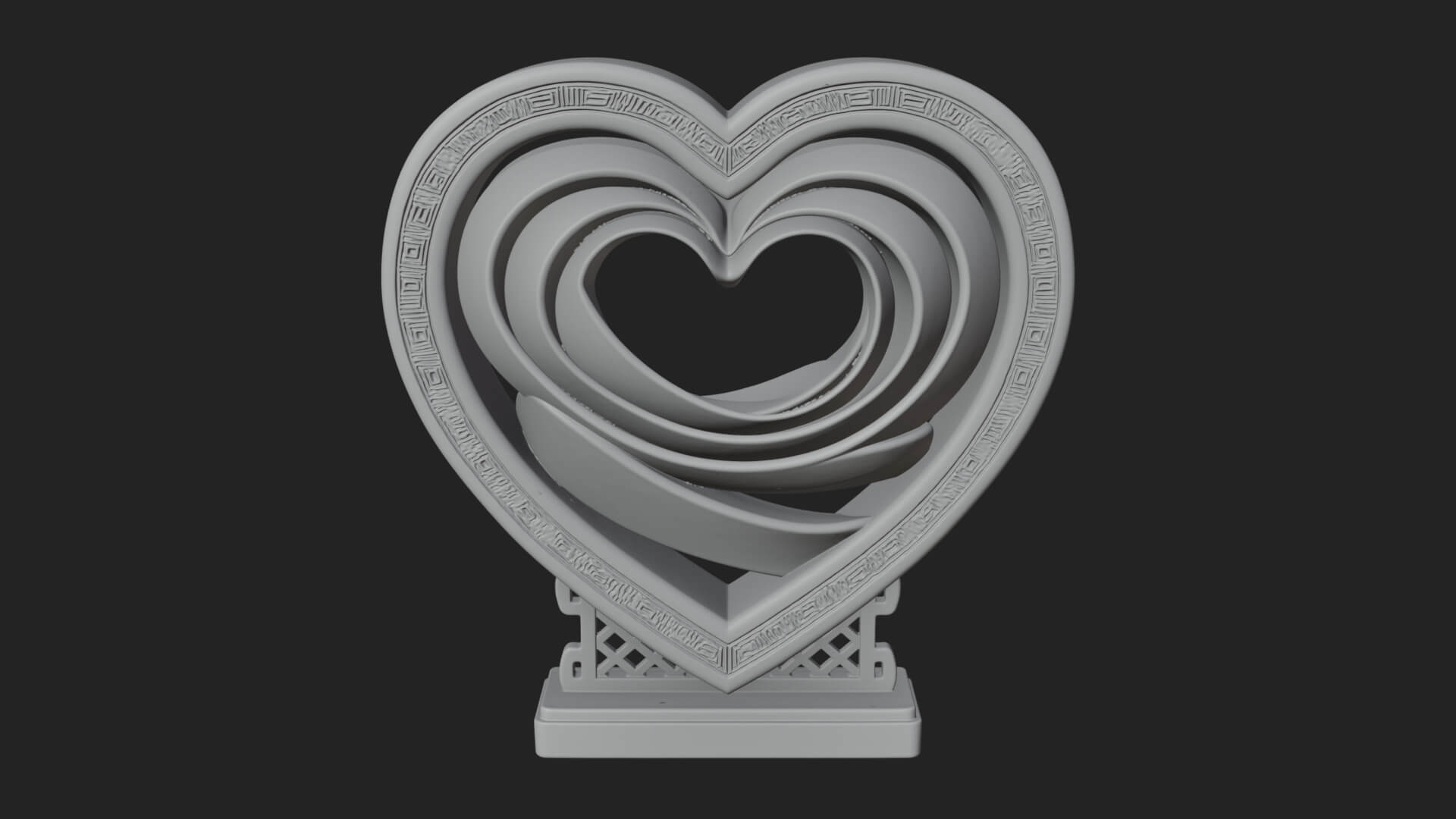 Ornate Framed Heart Plaque Design 88 3D Print Model 3D Model