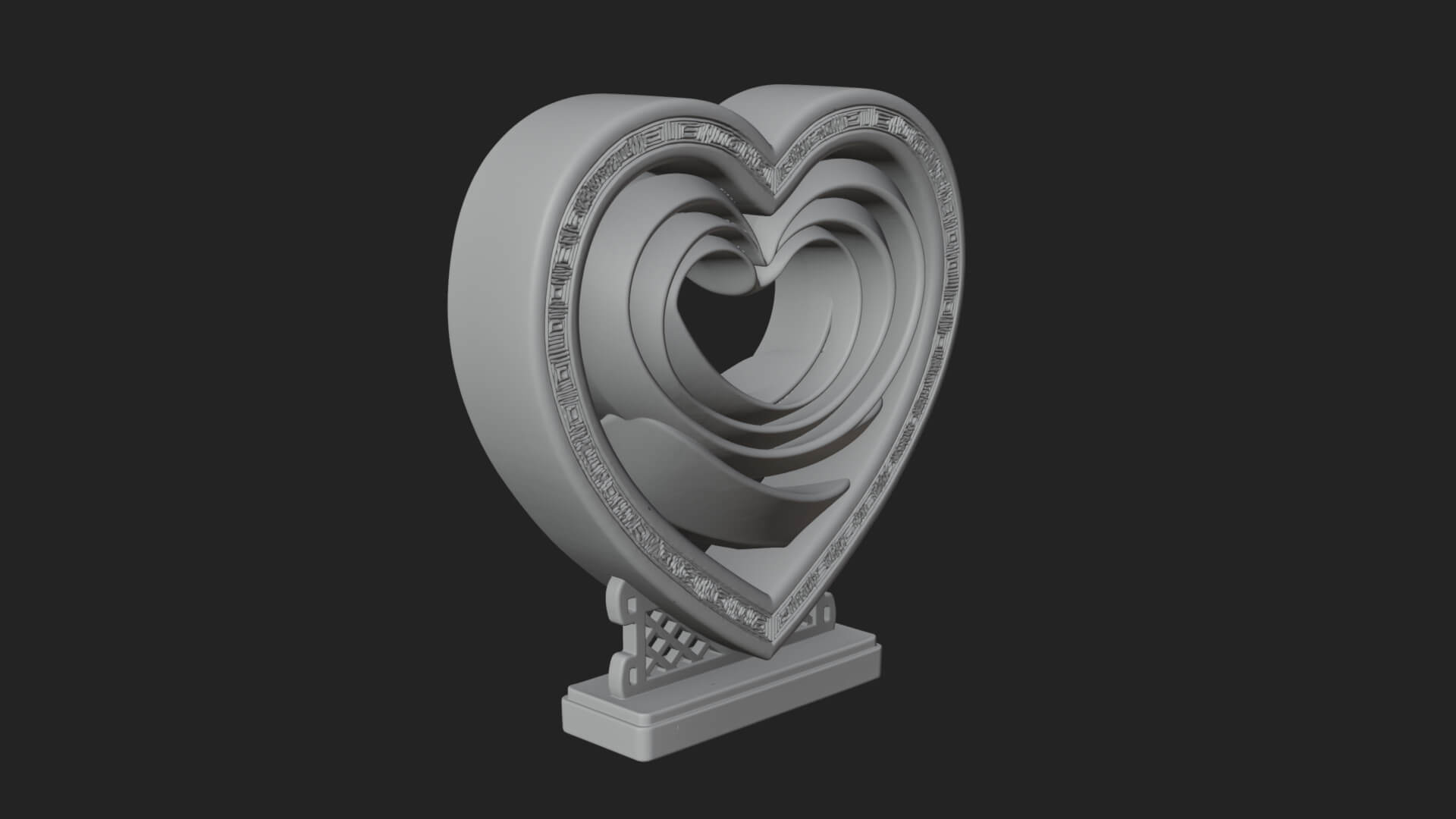 Ornate Framed Heart Plaque Design 88 3D Print Model 3D Model