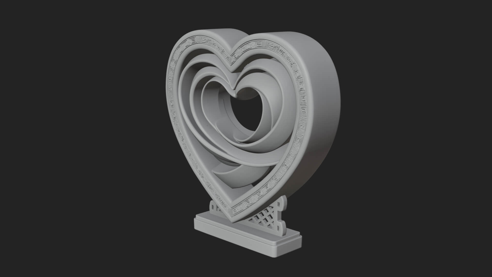 Ornate Framed Heart Plaque Design 88 3D Print Model 3D Model