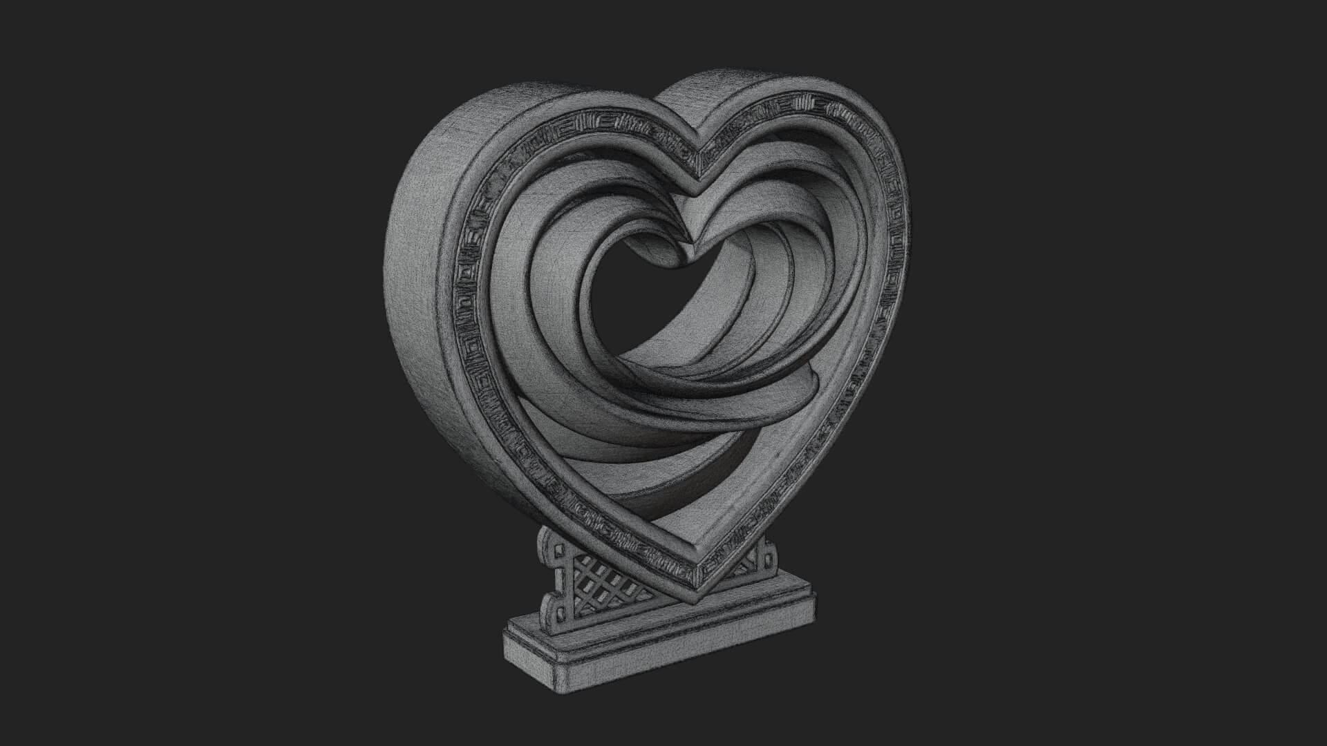 Ornate Framed Heart Plaque Design 88 3D Print Model 3D Model
