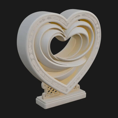 Ornate Framed Heart Plaque Design 88 3D Print Model