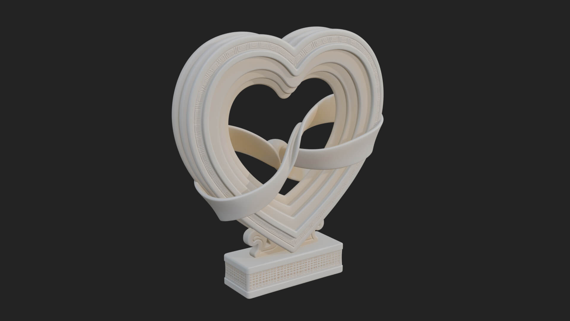 Ornate Framed Heart Plaque Design 89 3D Print Model 3D Model