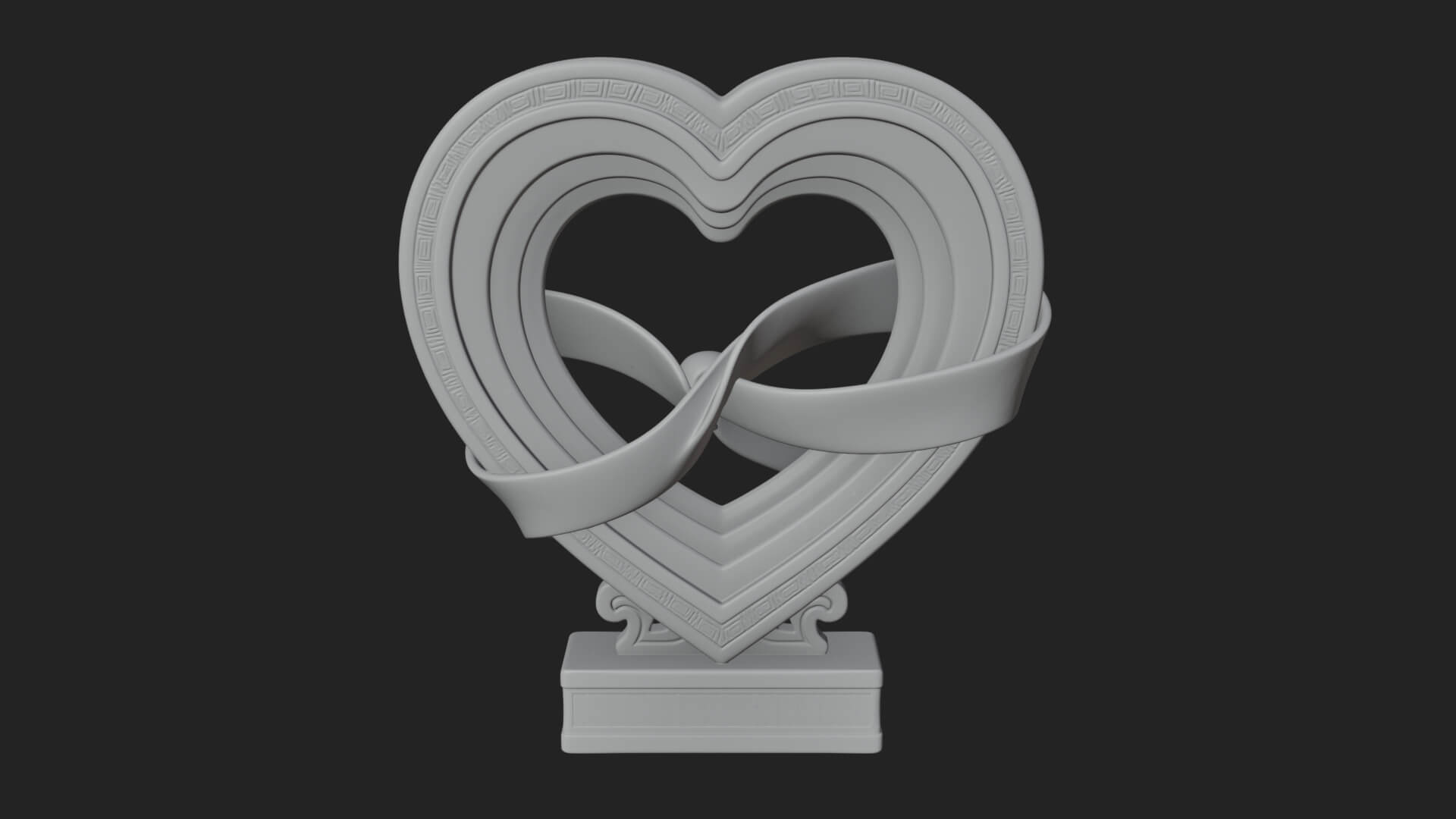 Ornate Framed Heart Plaque Design 89 3D Print Model 3D Model