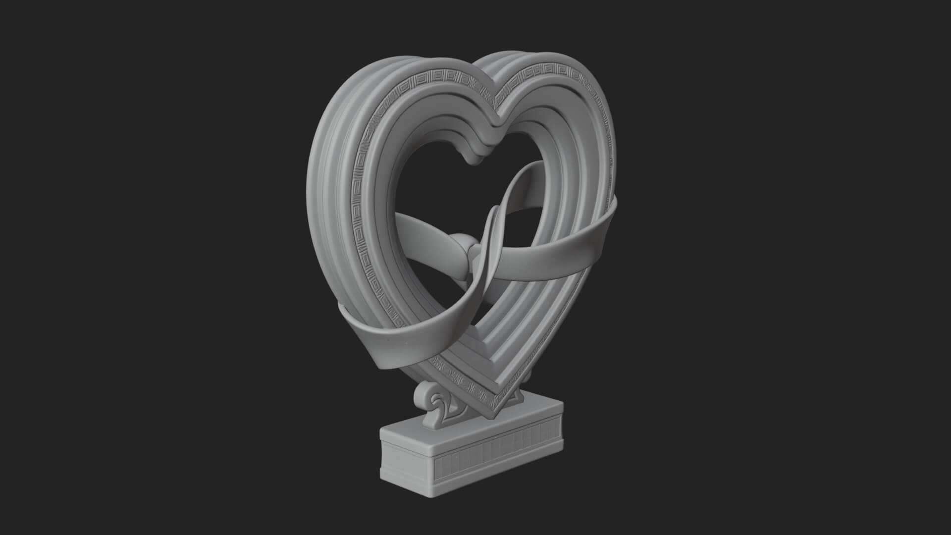 Ornate Framed Heart Plaque Design 89 3D Print Model 3D Model