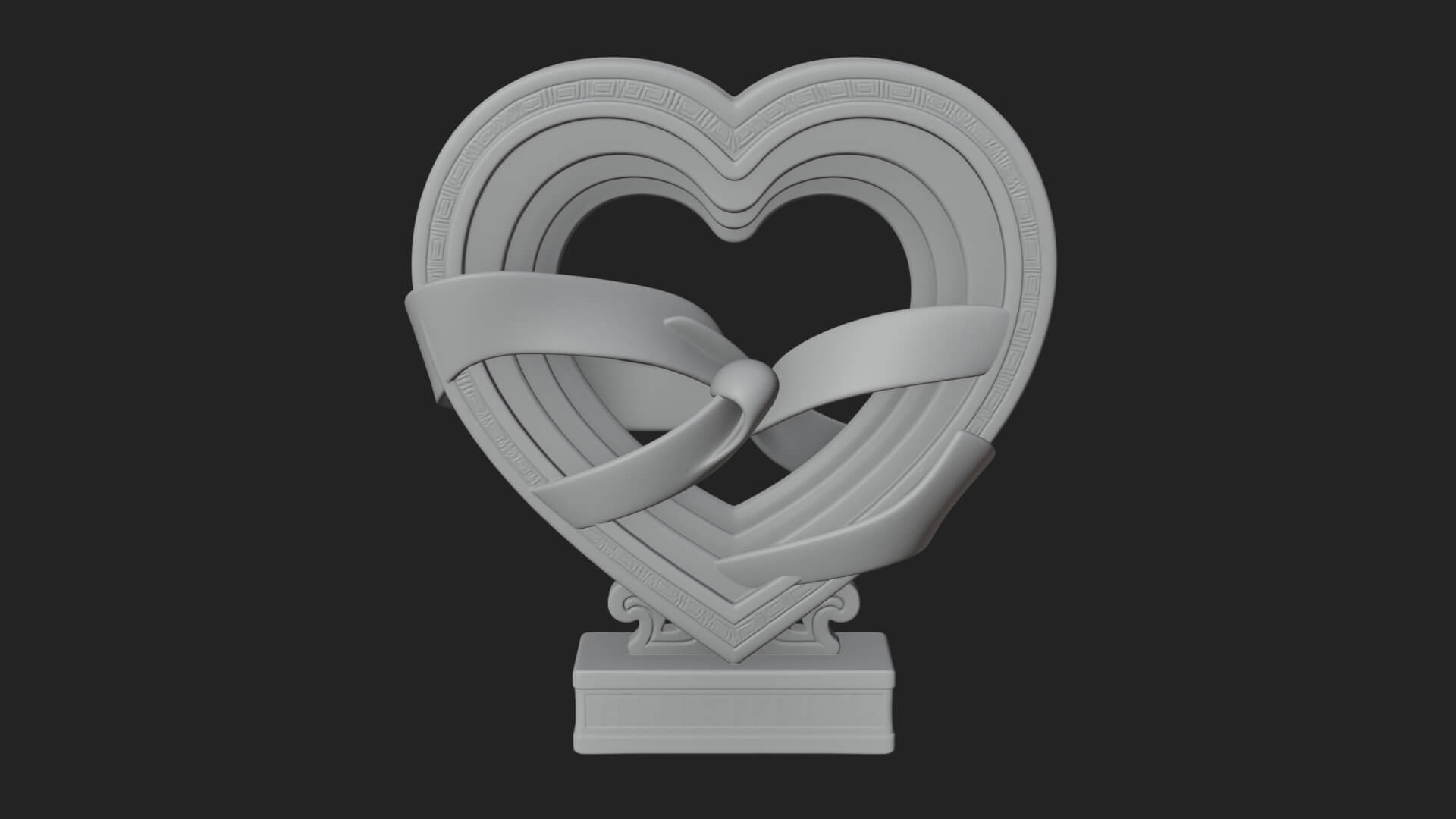 Ornate Framed Heart Plaque Design 89 3D Print Model 3D Model