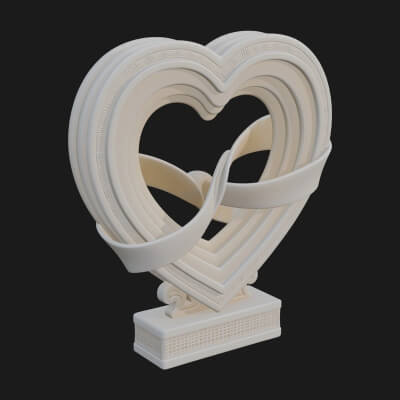 Ornate Framed Heart Plaque Design 89 3D Print Model