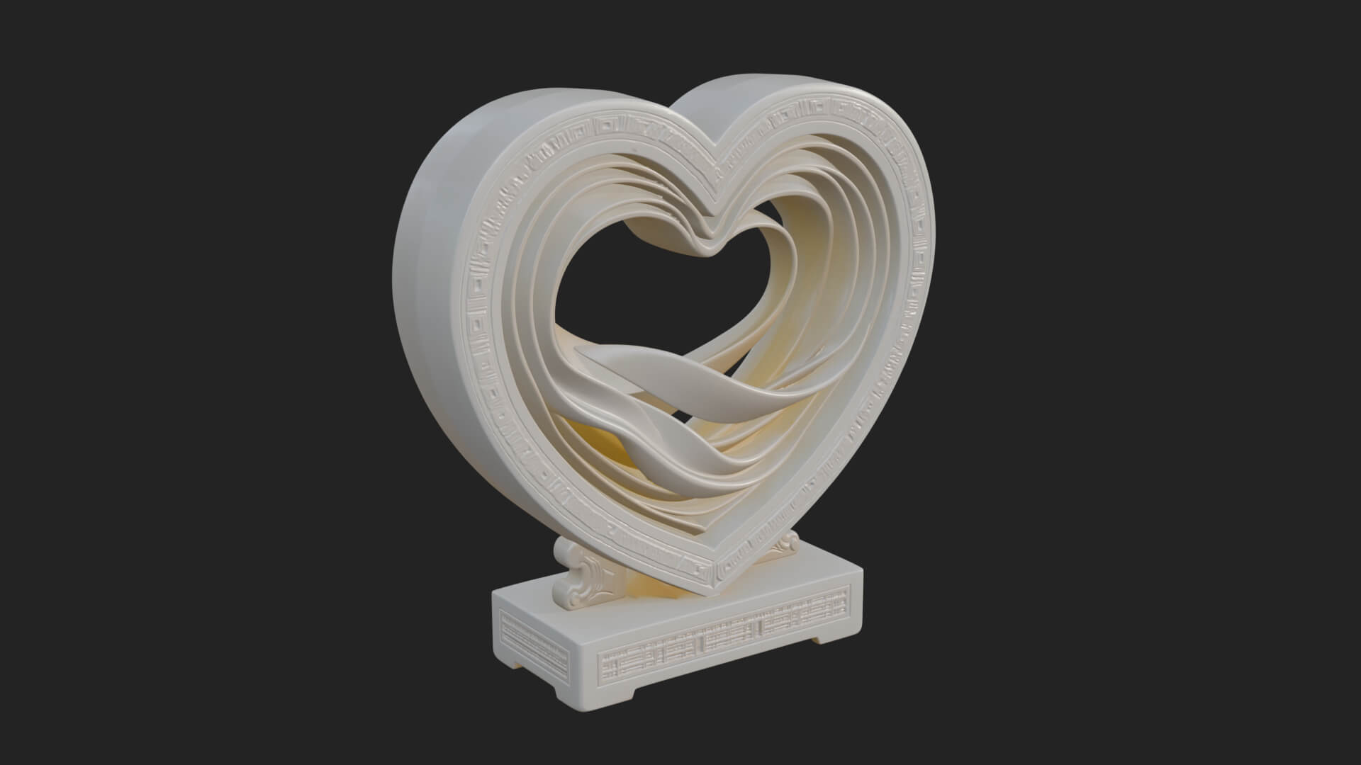 Ornate Framed Heart Plaque Design 90 3D Print Model 3D Model