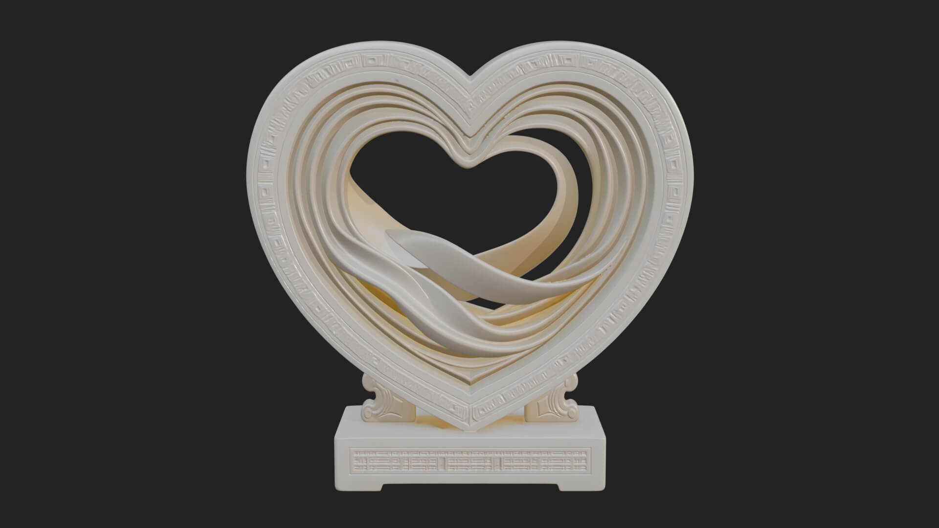 Ornate Framed Heart Plaque Design 90 3D Print Model 3D Model