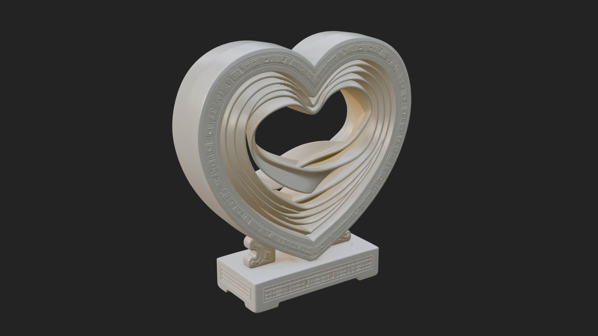 Ornate Framed Heart Plaque Design 90 3D Print Model 3D Model