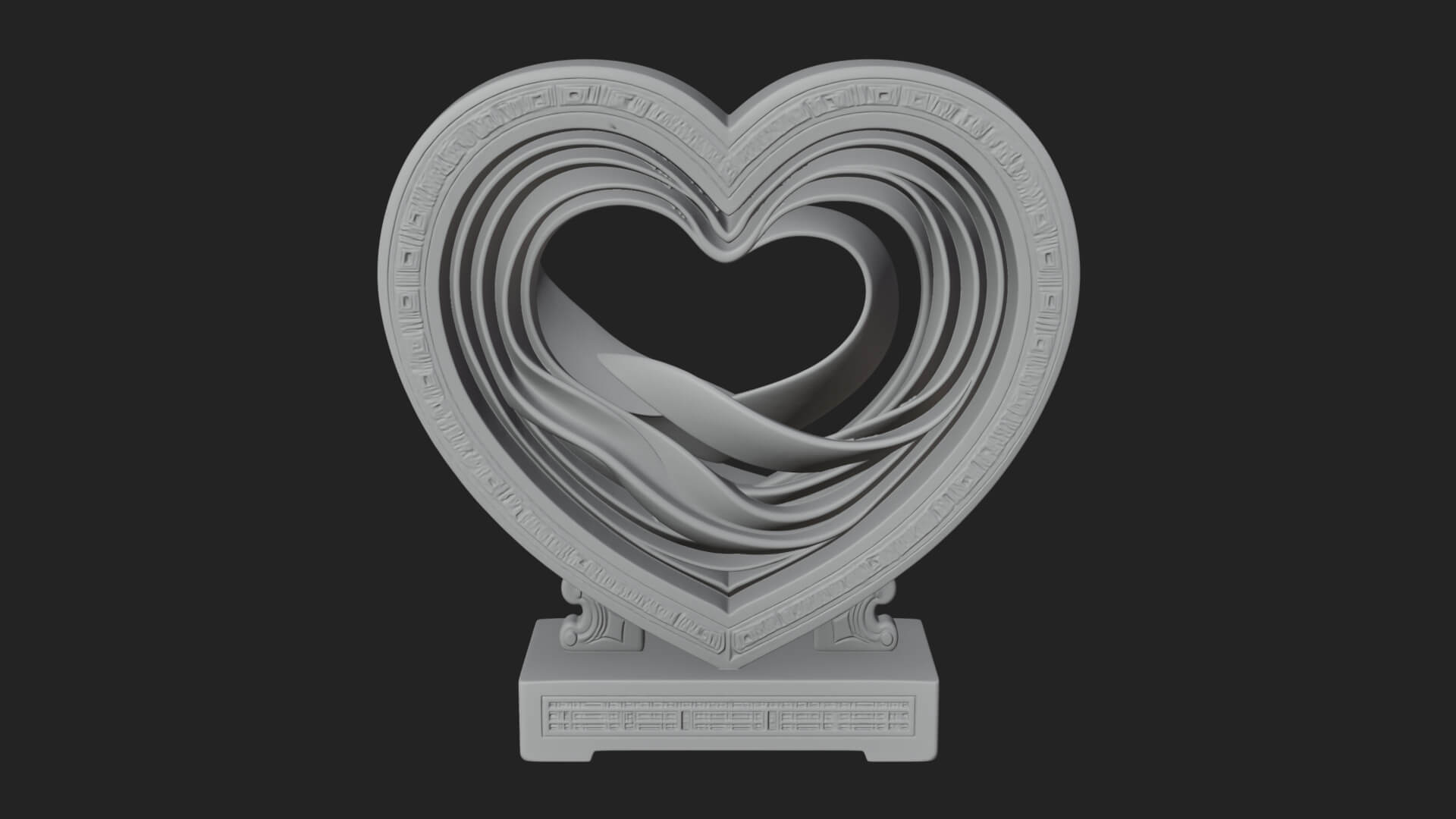 Ornate Framed Heart Plaque Design 90 3D Print Model 3D Model