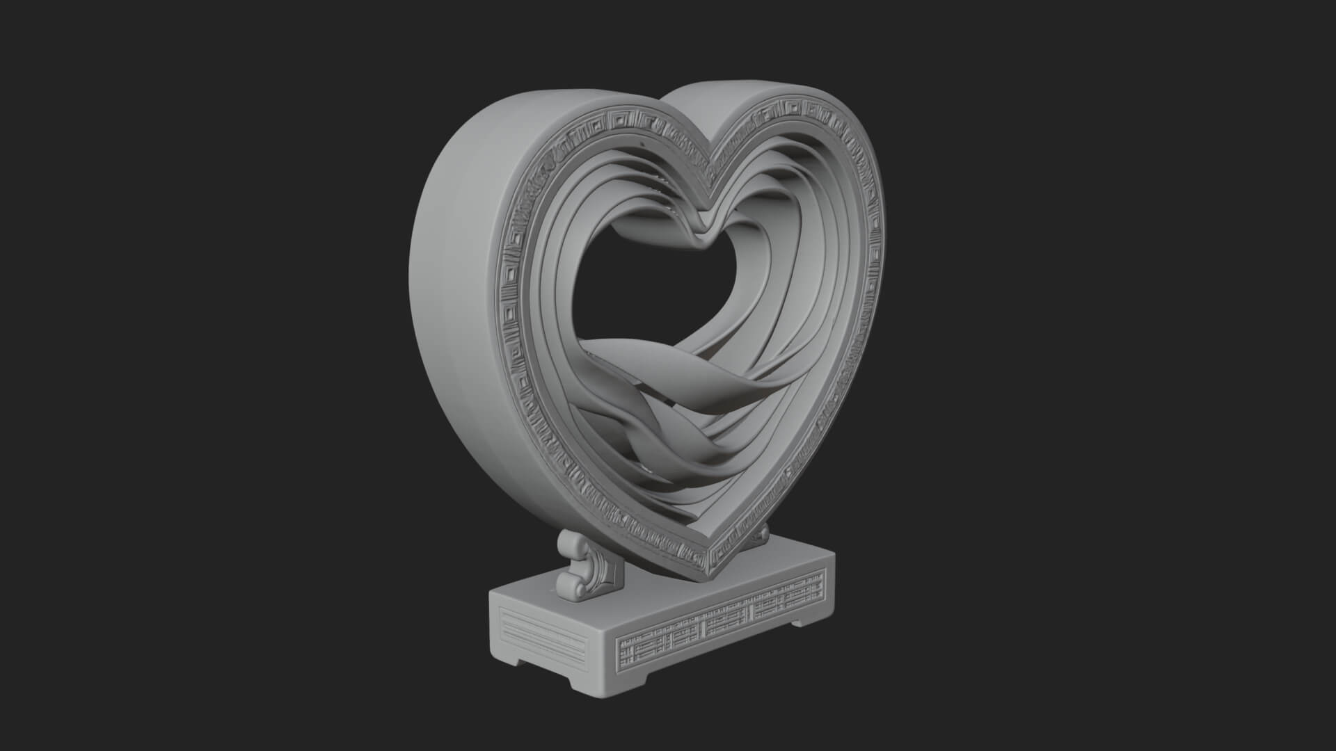 Ornate Framed Heart Plaque Design 90 3D Print Model 3D Model