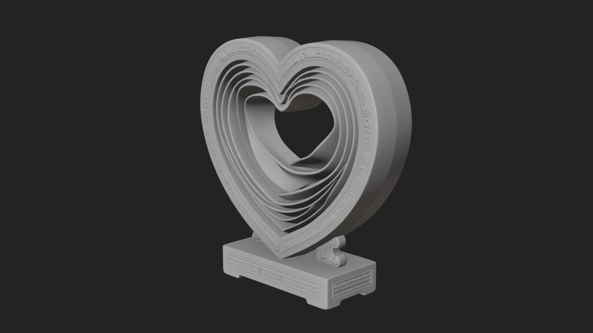 Ornate Framed Heart Plaque Design 90 3D Print Model 3D Model