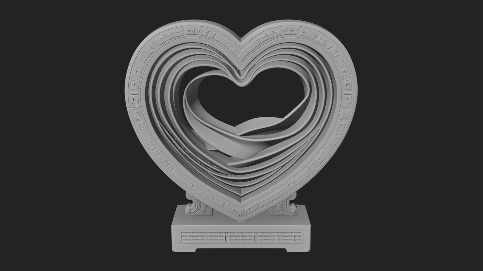 Ornate Framed Heart Plaque Design 90 3D Print Model 3D Model