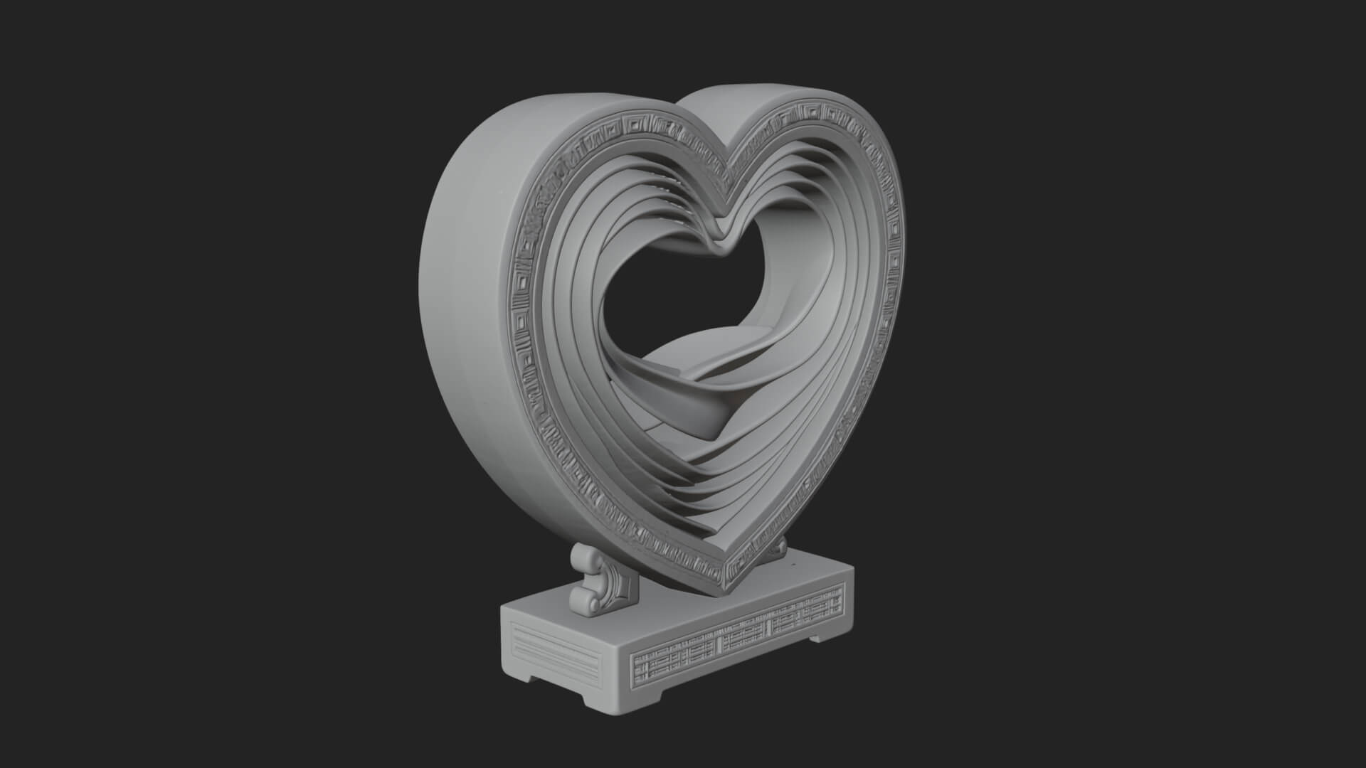 Ornate Framed Heart Plaque Design 90 3D Print Model 3D Model