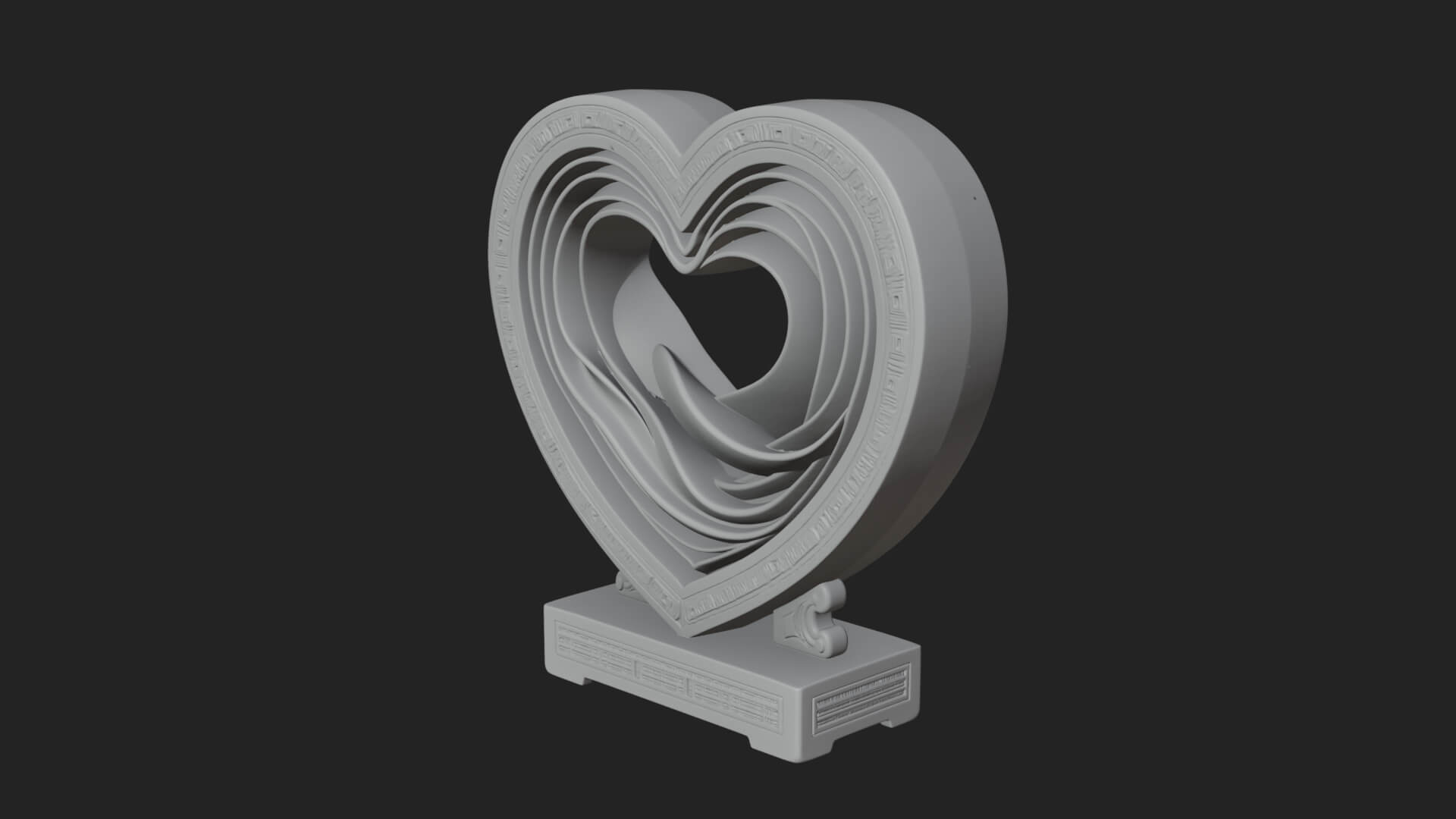 Ornate Framed Heart Plaque Design 90 3D Print Model 3D Model