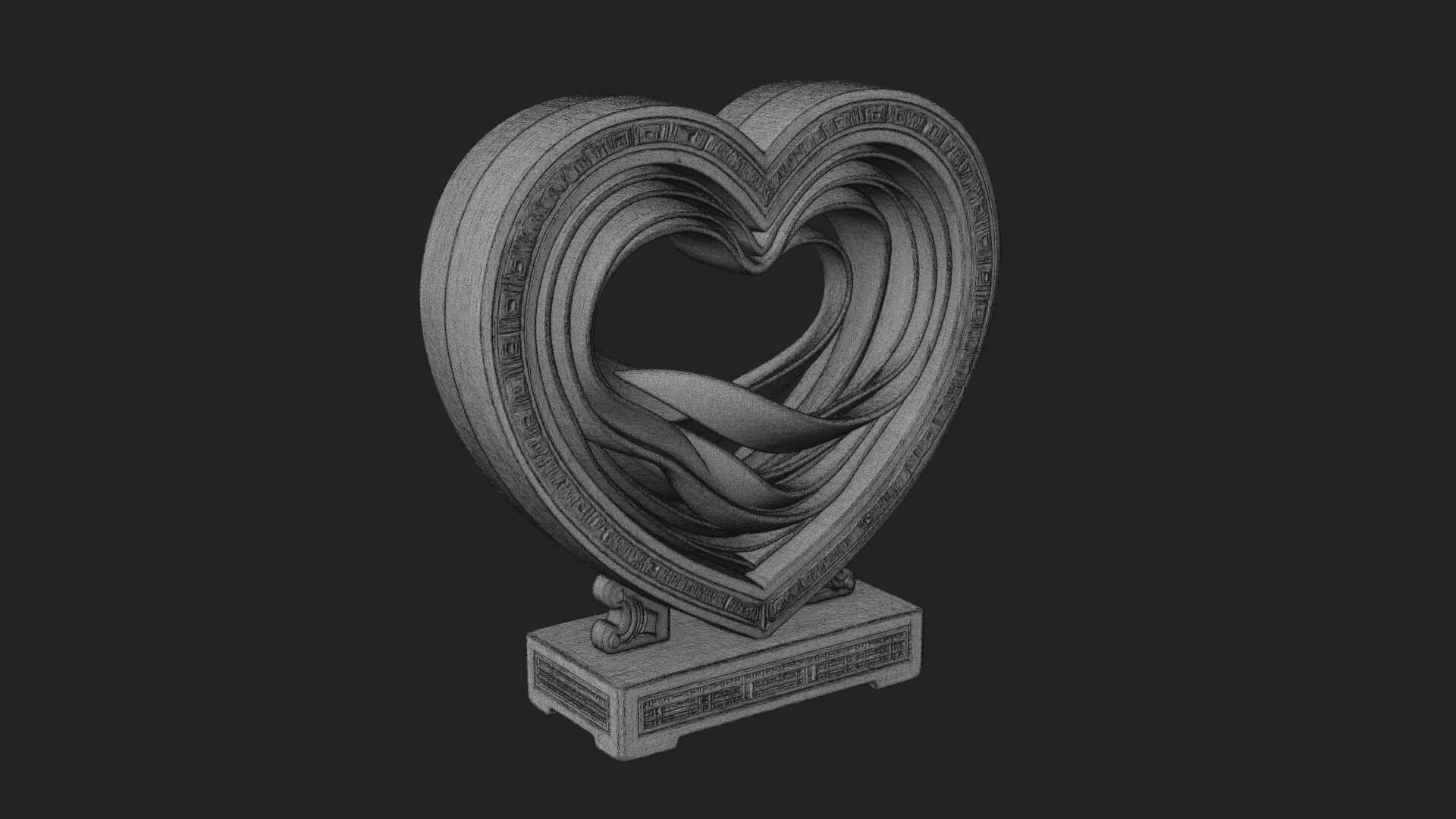 Ornate Framed Heart Plaque Design 90 3D Print Model 3D Model