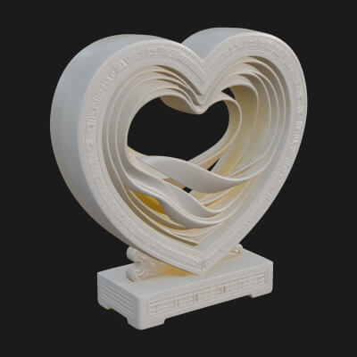 Ornate Framed Heart Plaque Design 90 3D Print Model