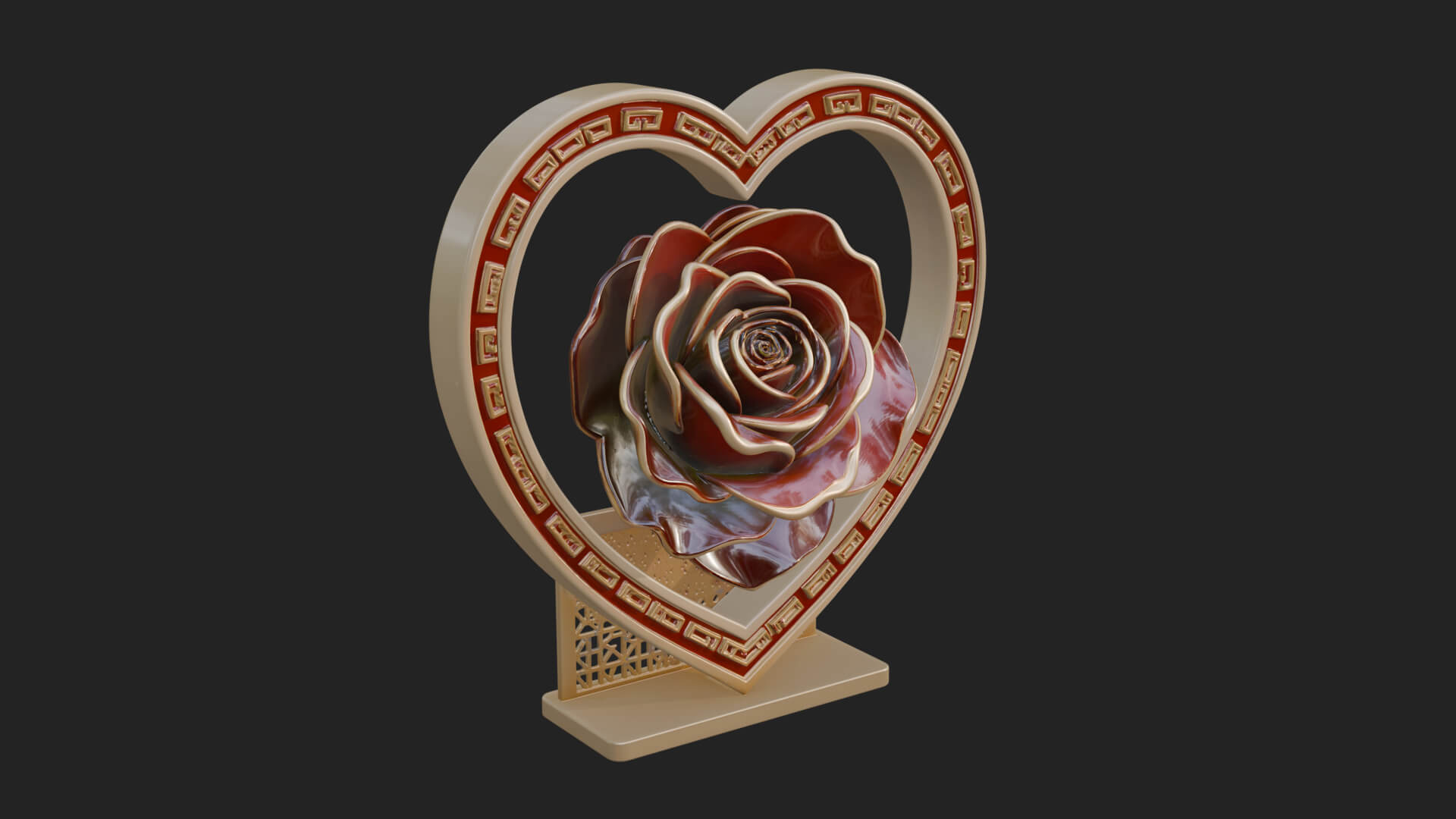 Ornate Framed Heart Plaque Design 91 3D Print Model 3D Model