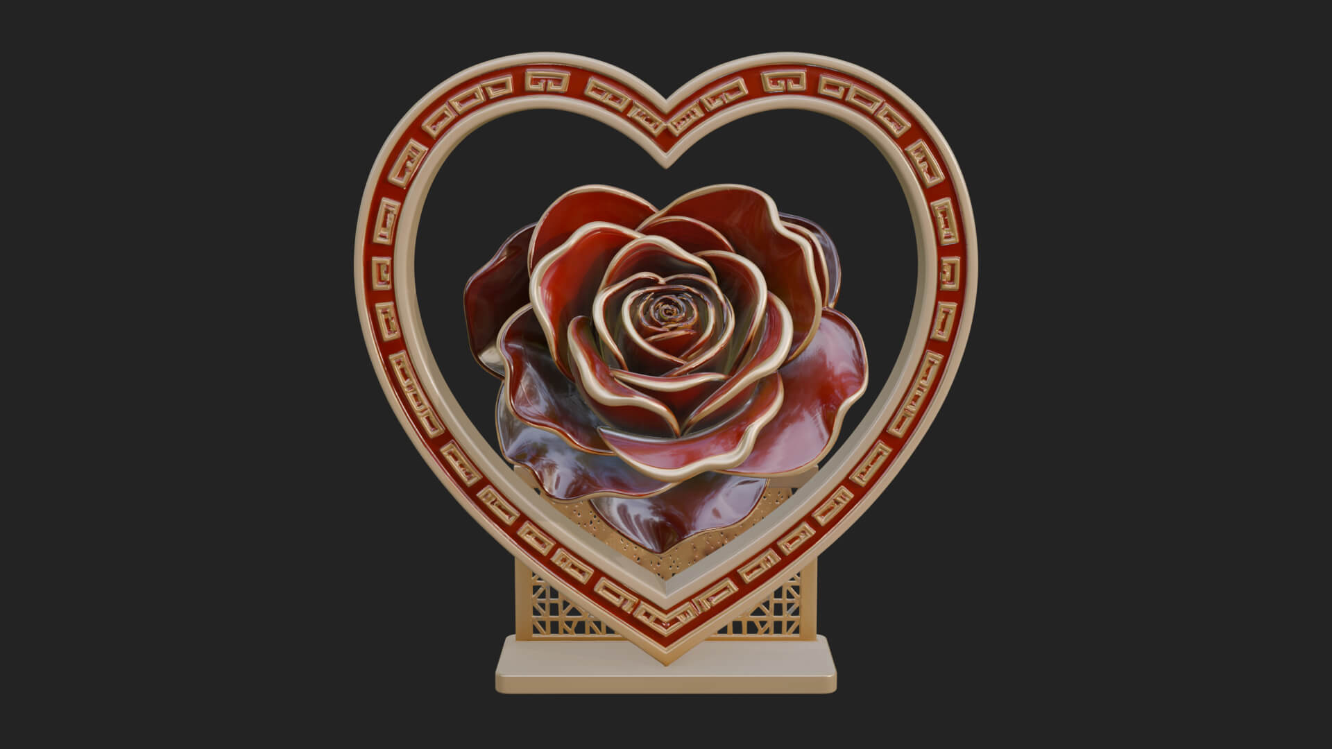 Ornate Framed Heart Plaque Design 91 3D Print Model 3D Model