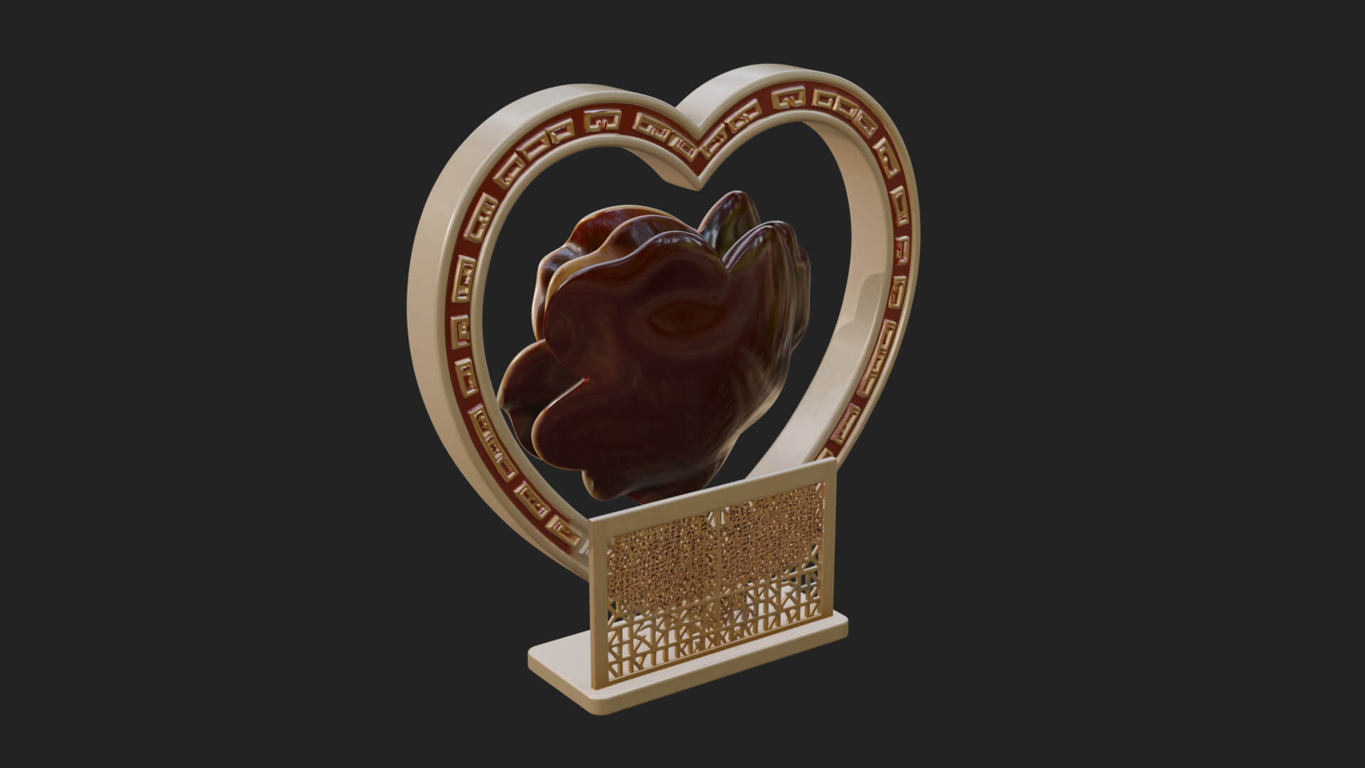 Ornate Framed Heart Plaque Design 91 3D Print Model 3D Model