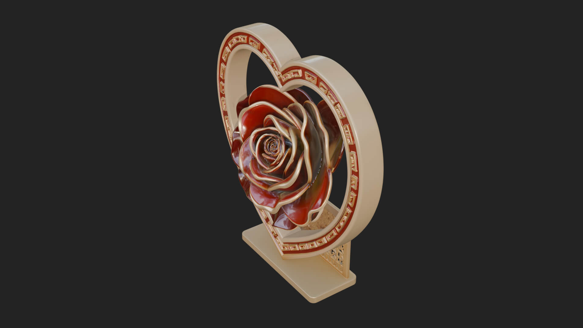Ornate Framed Heart Plaque Design 91 3D Print Model 3D Model