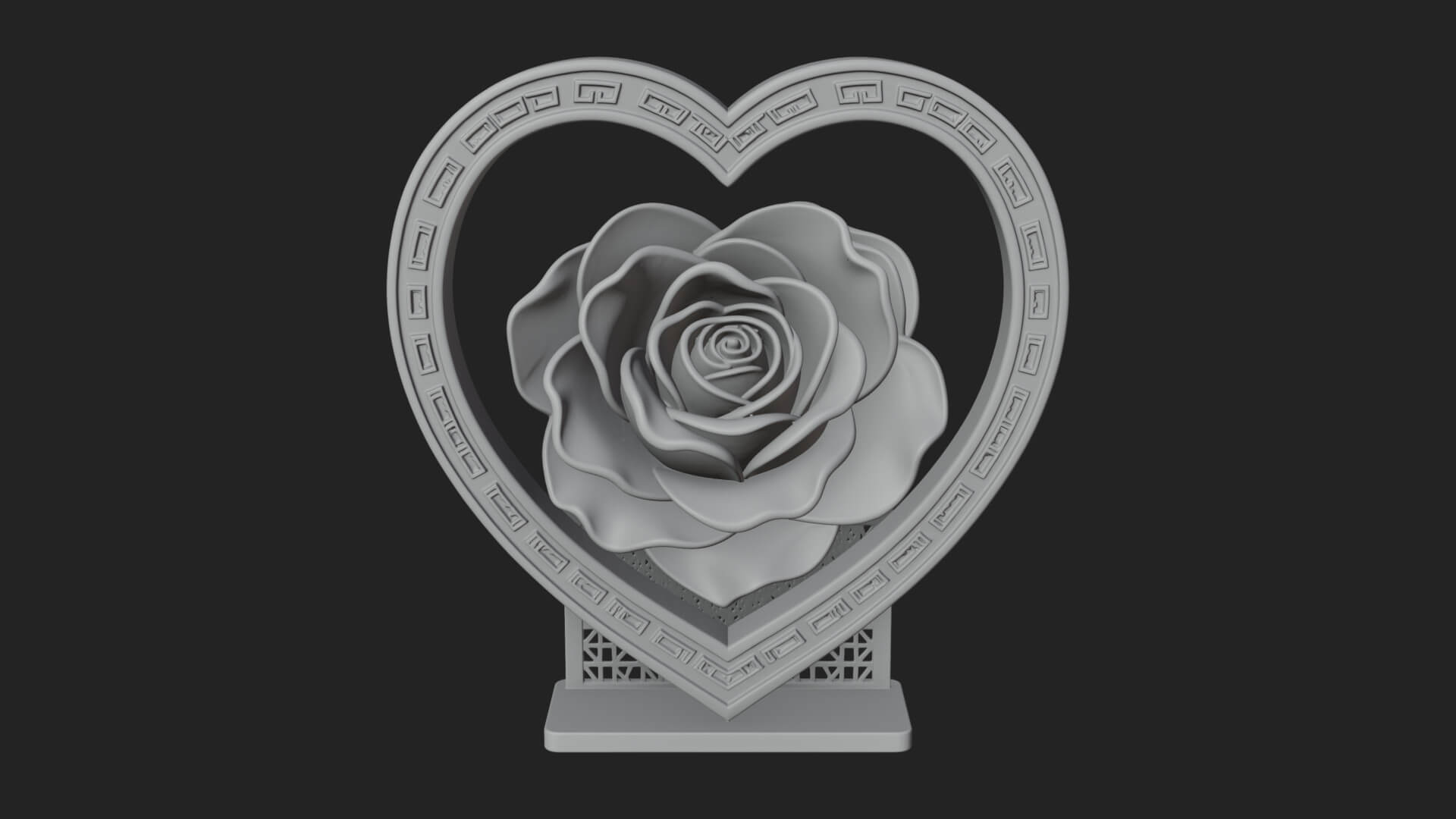 Ornate Framed Heart Plaque Design 91 3D Print Model 3D Model