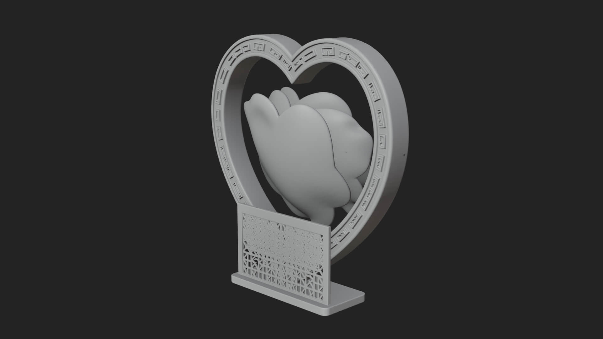 Ornate Framed Heart Plaque Design 91 3D Print Model 3D Model