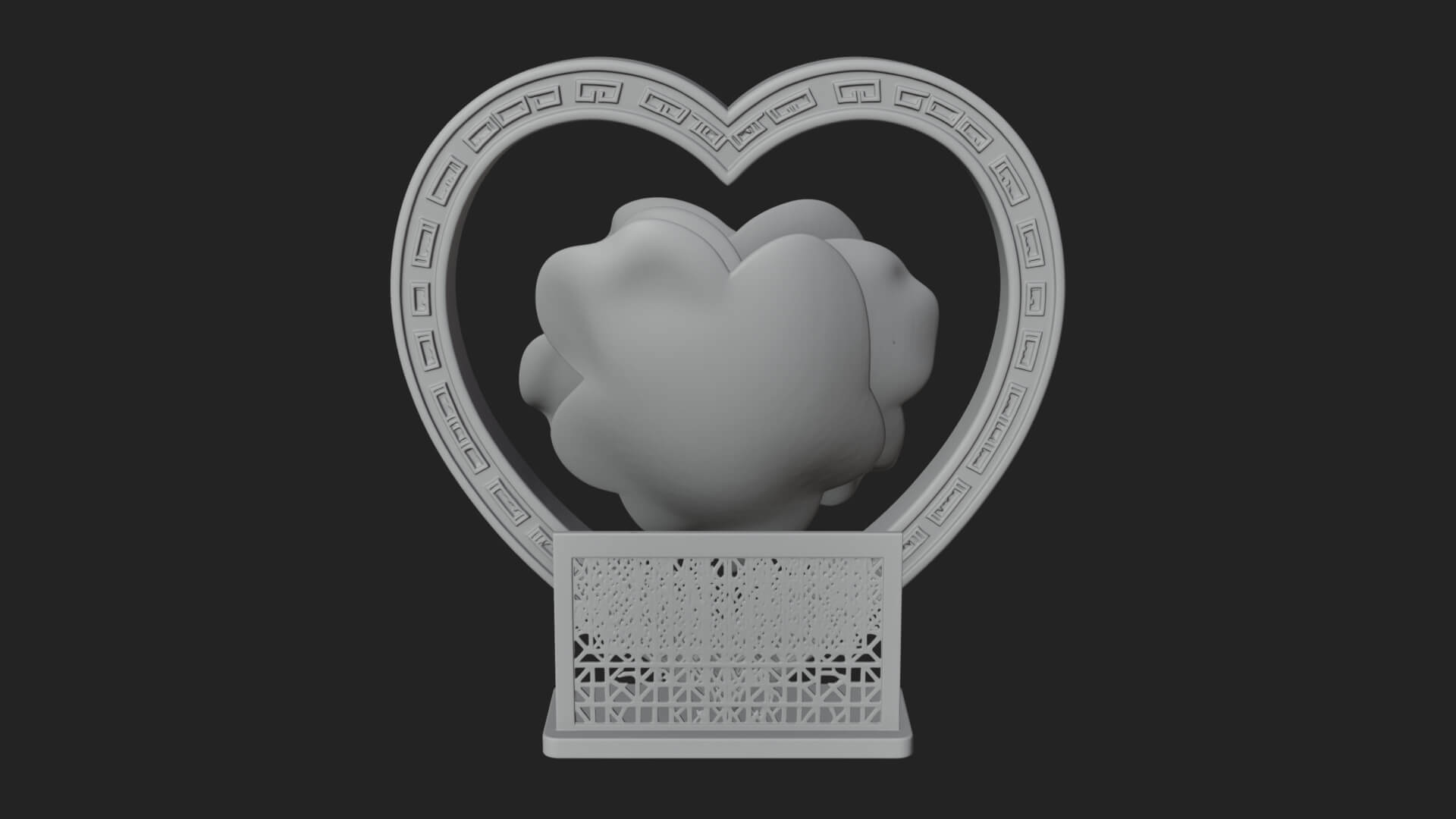 Ornate Framed Heart Plaque Design 91 3D Print Model 3D Model