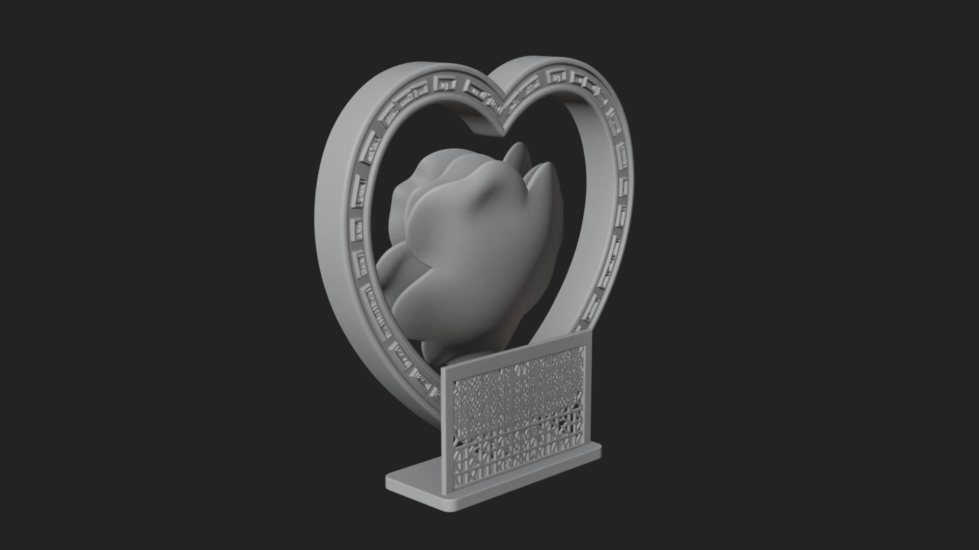 Ornate Framed Heart Plaque Design 91 3D Print Model 3D Model