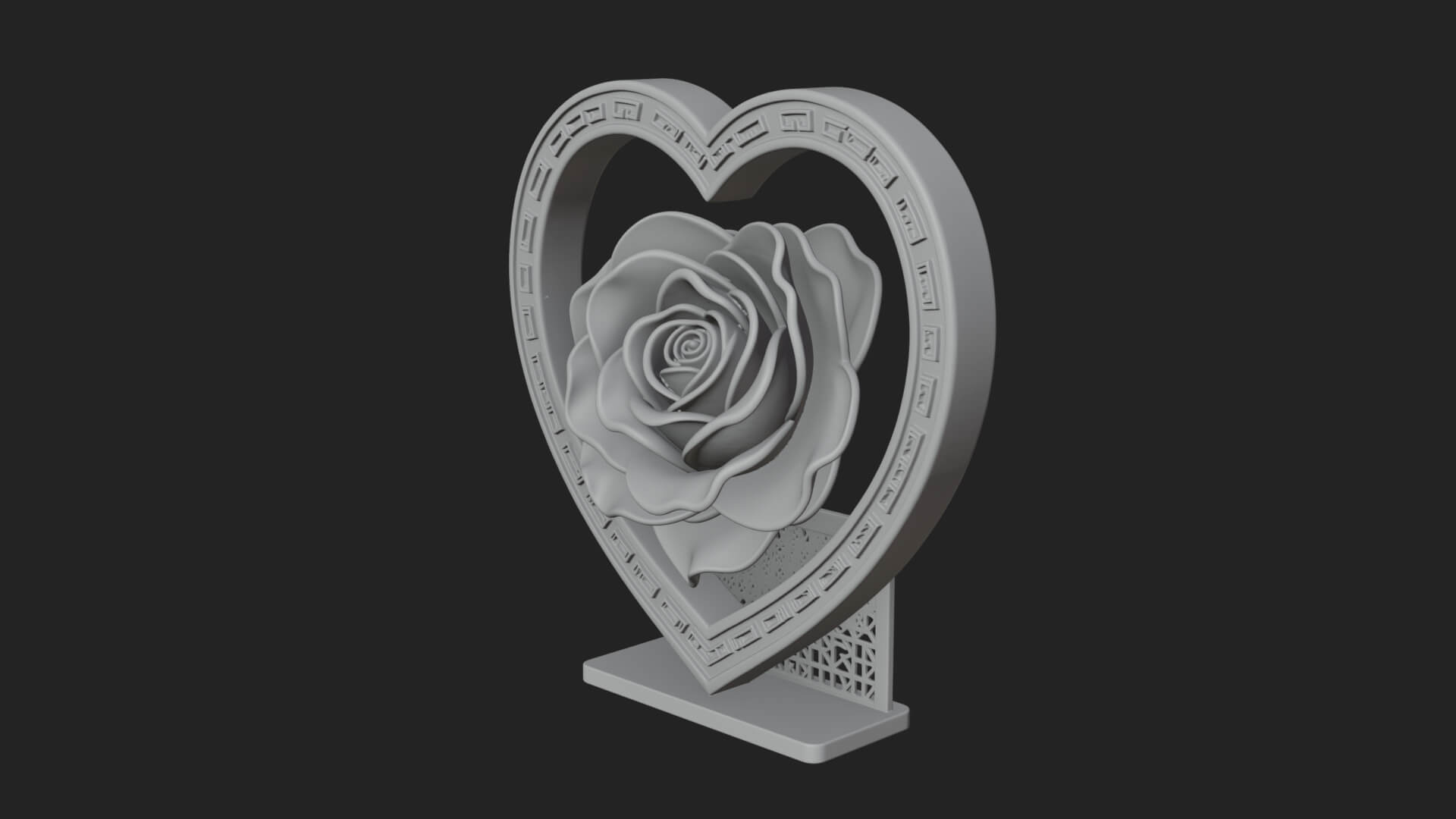 Ornate Framed Heart Plaque Design 91 3D Print Model 3D Model