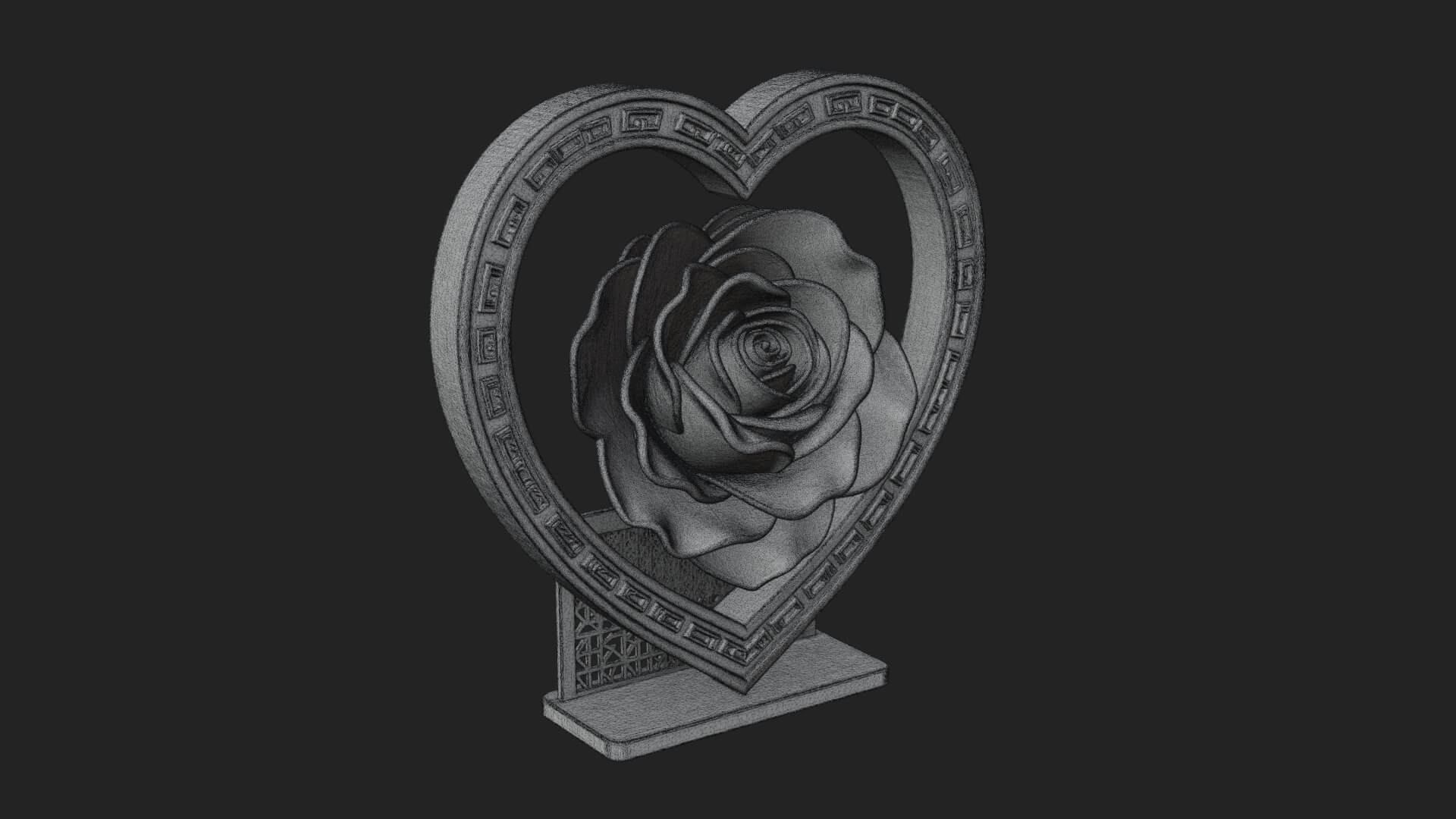 Ornate Framed Heart Plaque Design 91 3D Print Model 3D Model