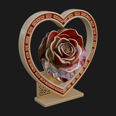 Ornate Framed Heart Plaque Design 91 3D Print Model