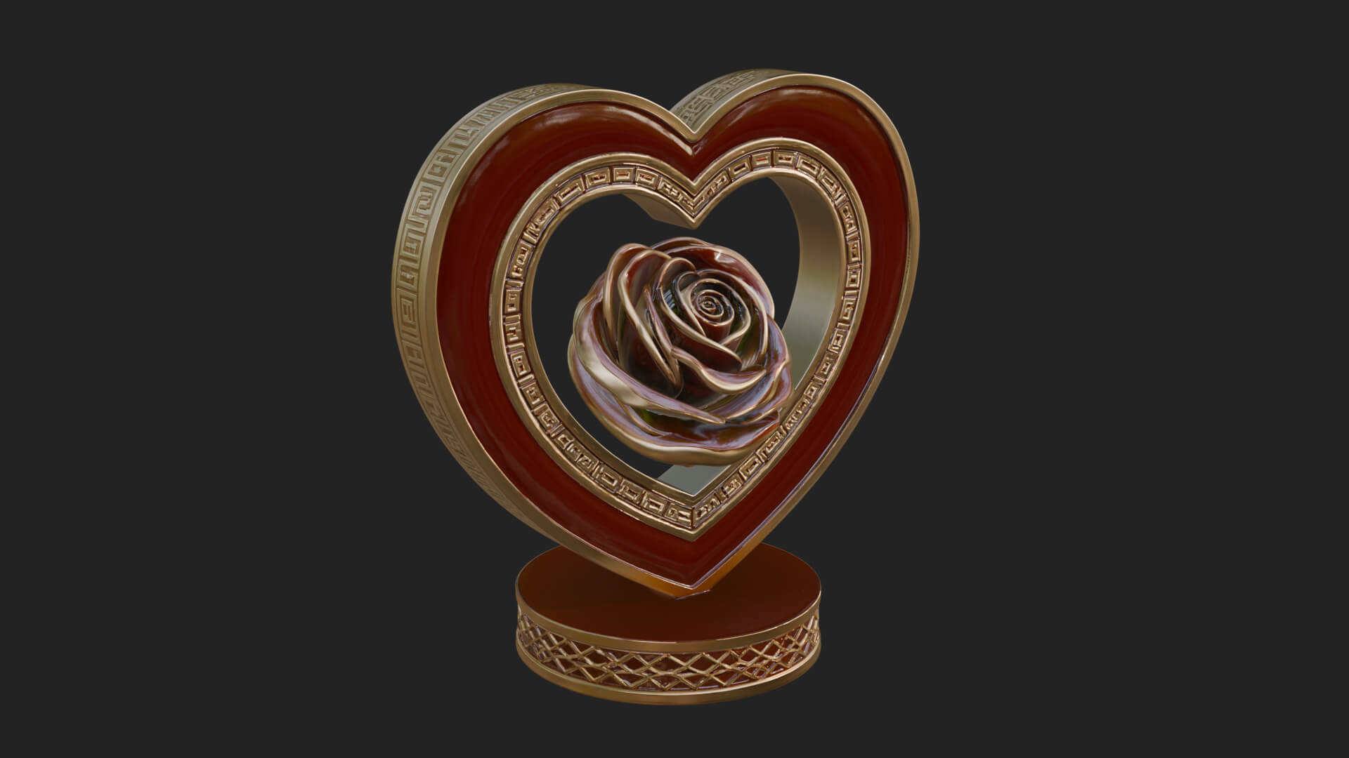 Ornate Framed Heart Plaque Design 92 3D Print Model 3D Model