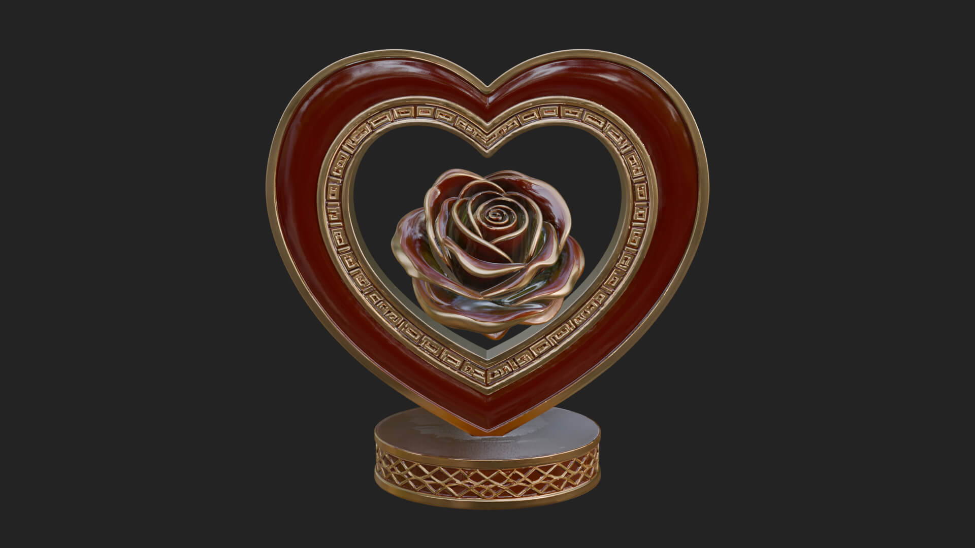Ornate Framed Heart Plaque Design 92 3D Print Model 3D Model