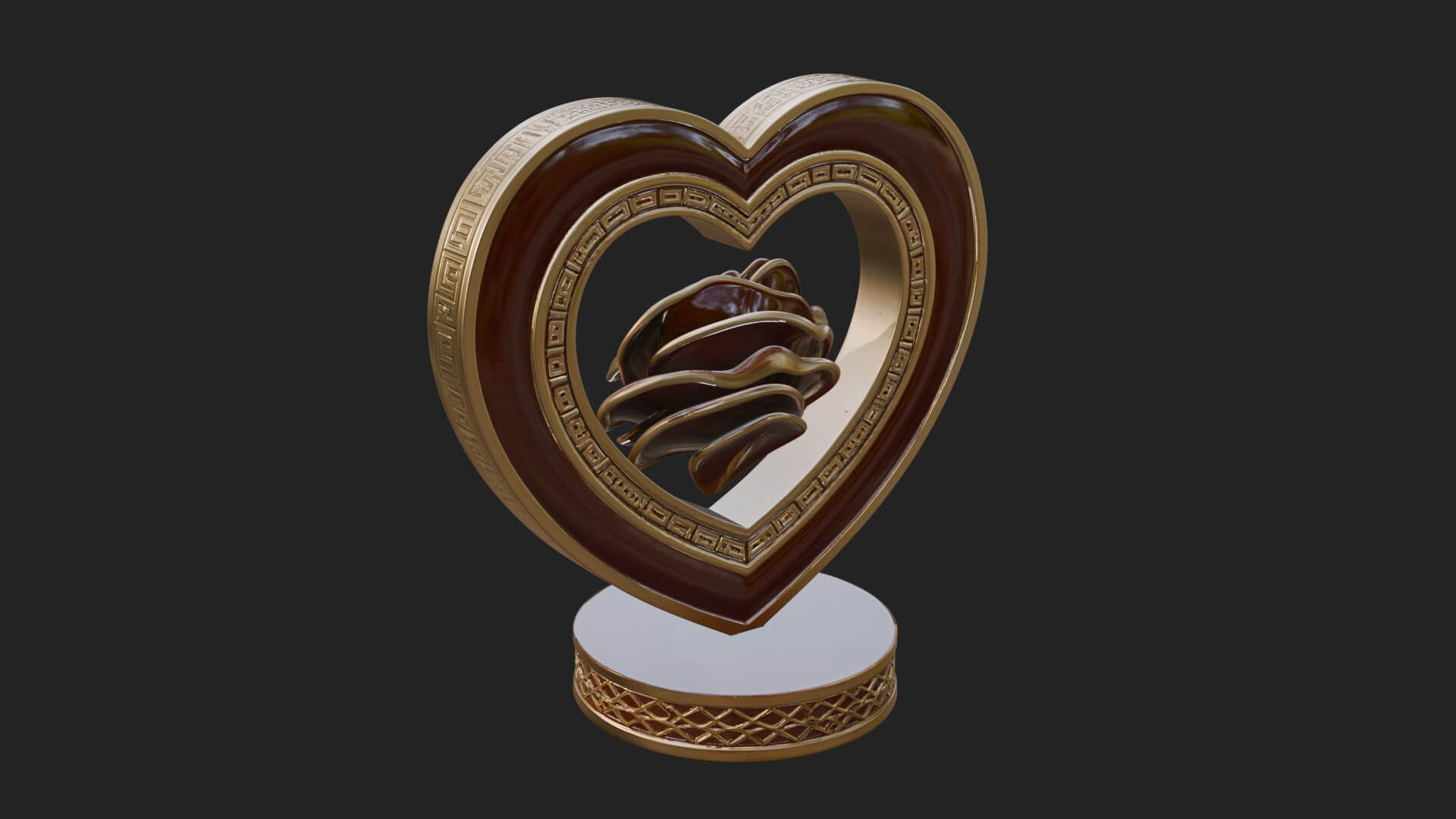Ornate Framed Heart Plaque Design 92 3D Print Model 3D Model