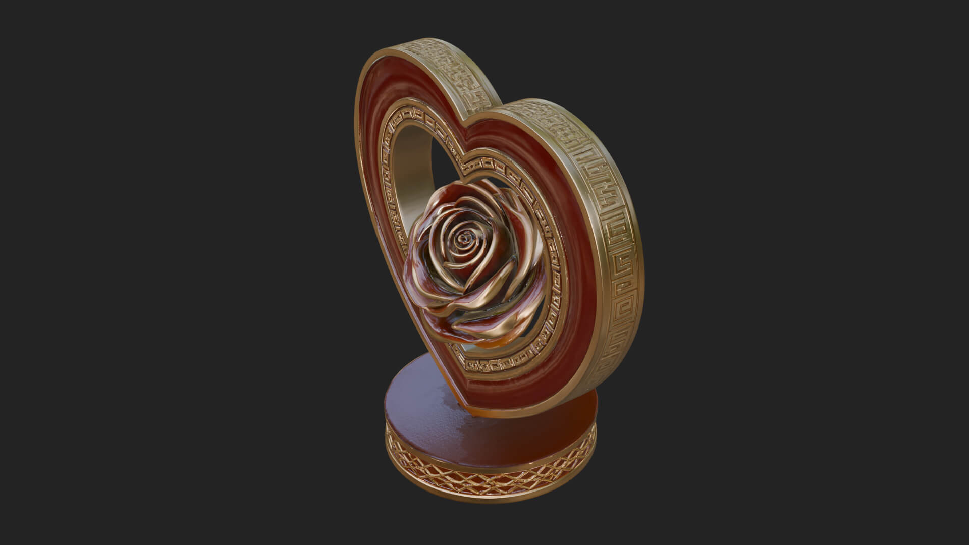 Ornate Framed Heart Plaque Design 92 3D Print Model 3D Model