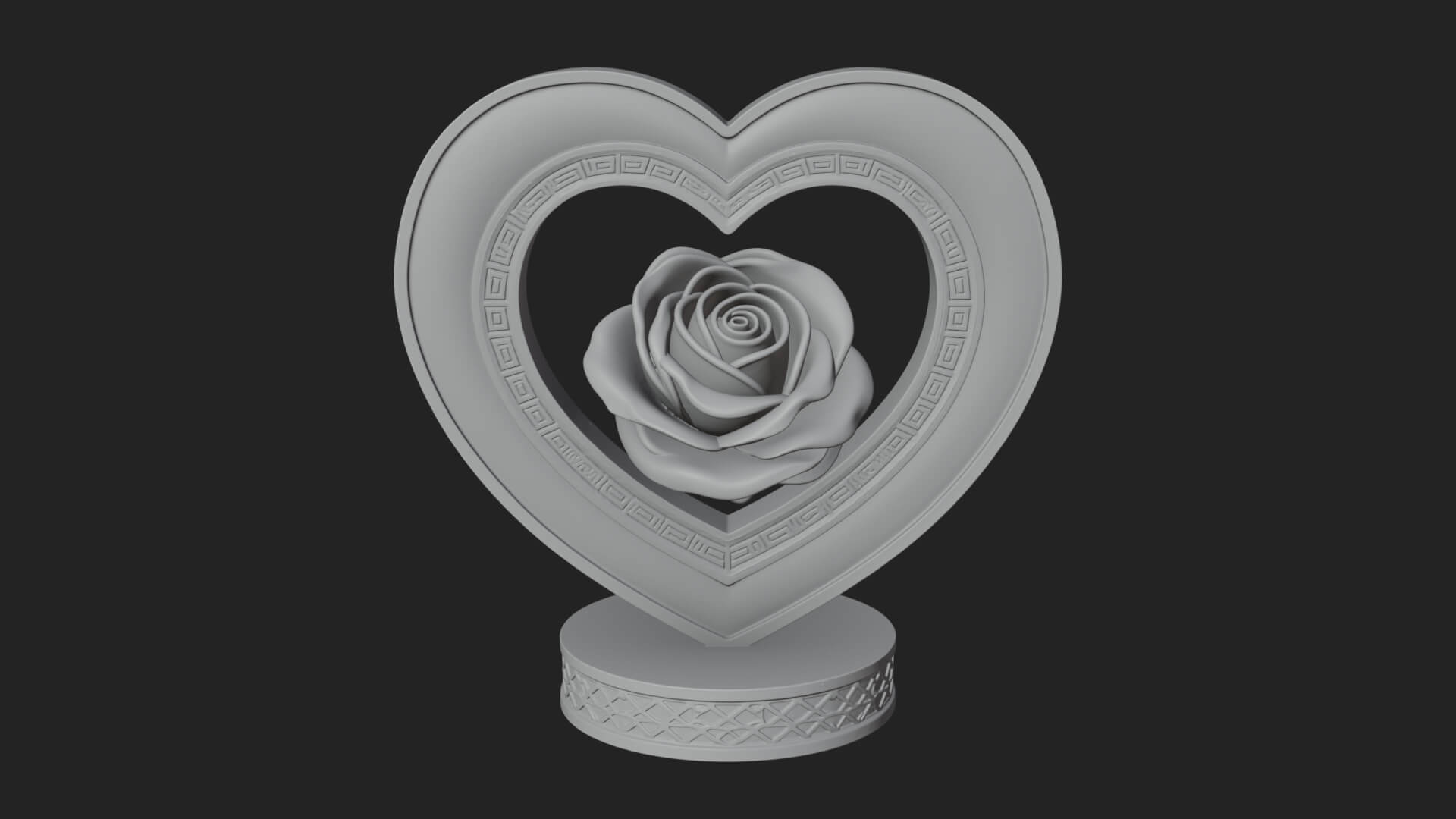 Ornate Framed Heart Plaque Design 92 3D Print Model 3D Model
