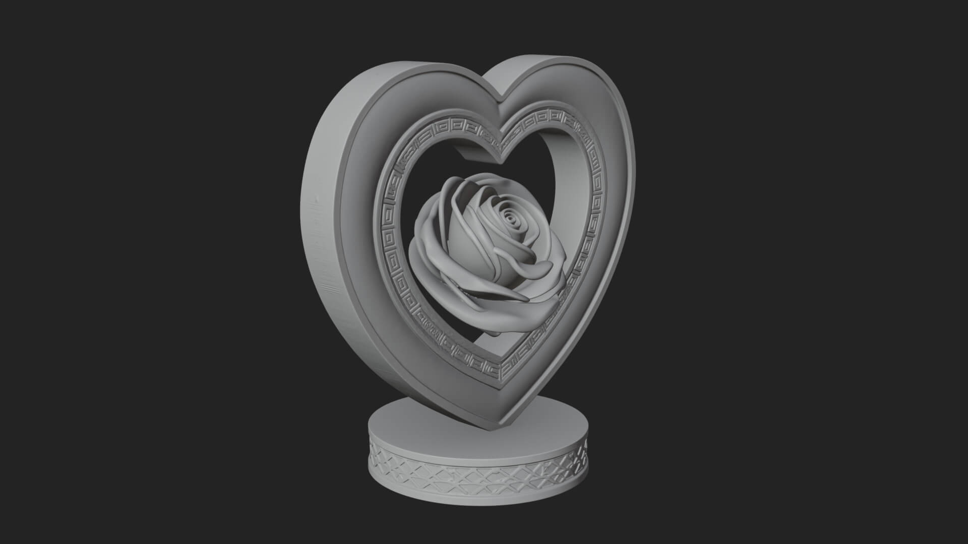 Ornate Framed Heart Plaque Design 92 3D Print Model 3D Model