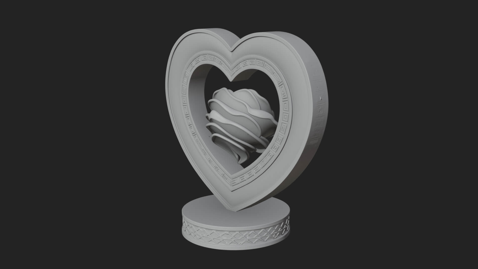 Ornate Framed Heart Plaque Design 92 3D Print Model 3D Model