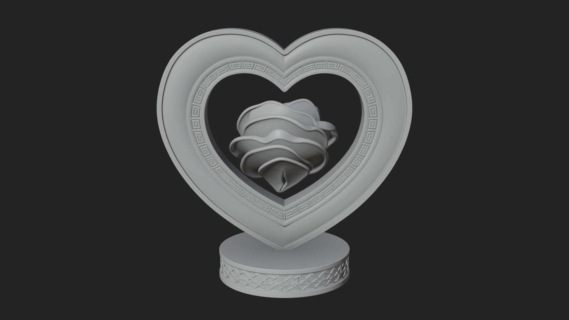 Ornate Framed Heart Plaque Design 92 3D Print Model 3D Model