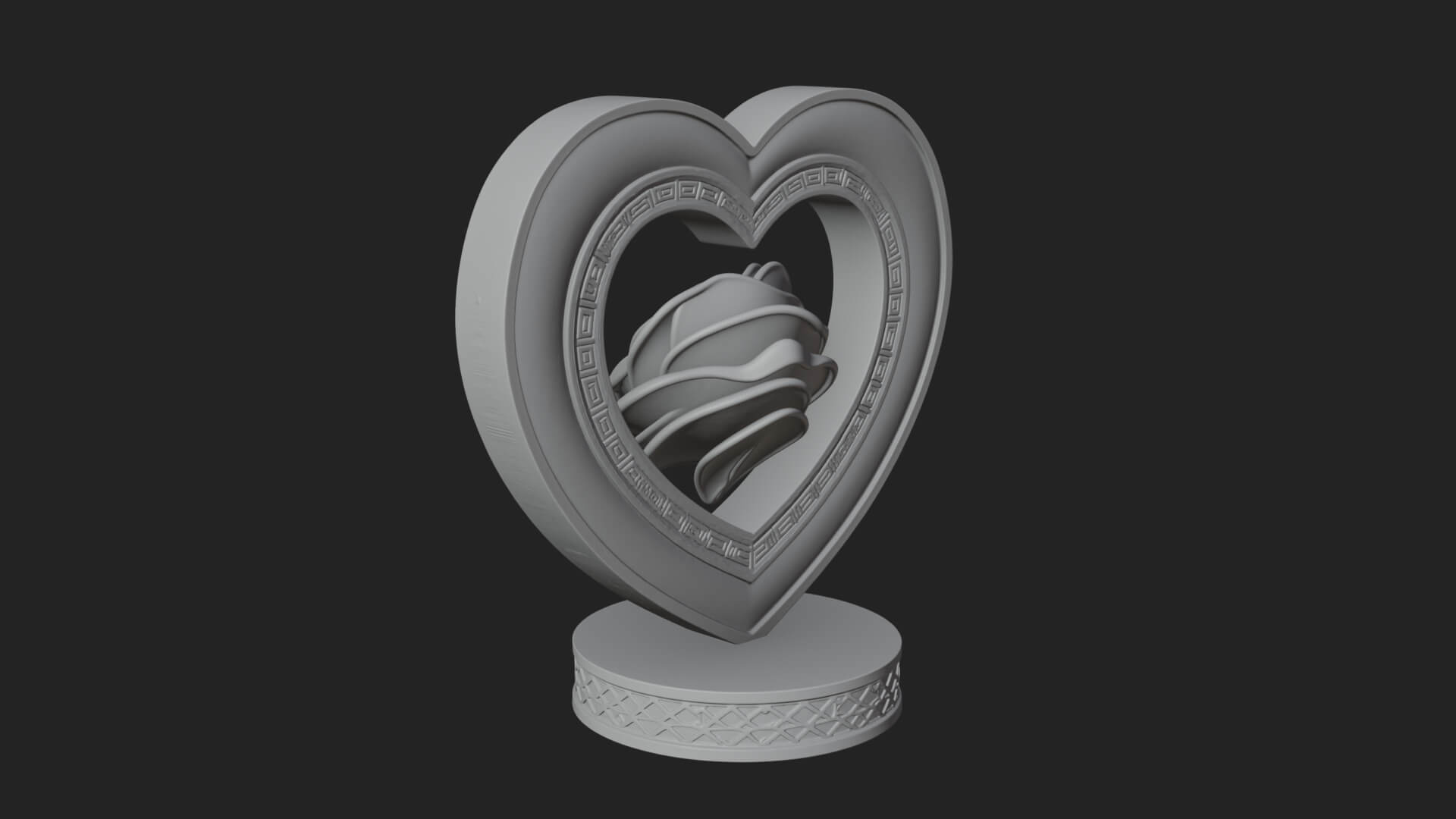 Ornate Framed Heart Plaque Design 92 3D Print Model 3D Model