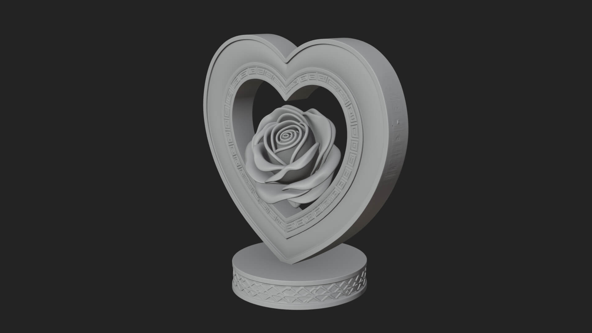 Ornate Framed Heart Plaque Design 92 3D Print Model 3D Model