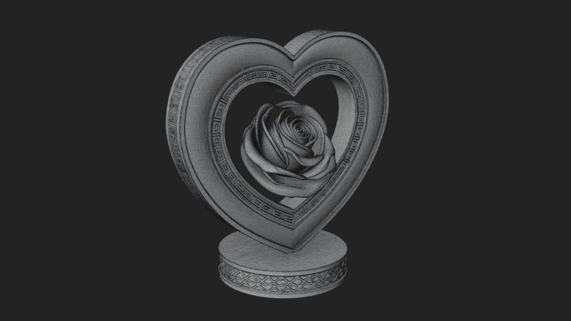 Ornate Framed Heart Plaque Design 92 3D Print Model 3D Model
