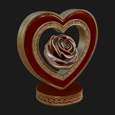 Ornate Framed Heart Plaque Design 92 3D Print Model