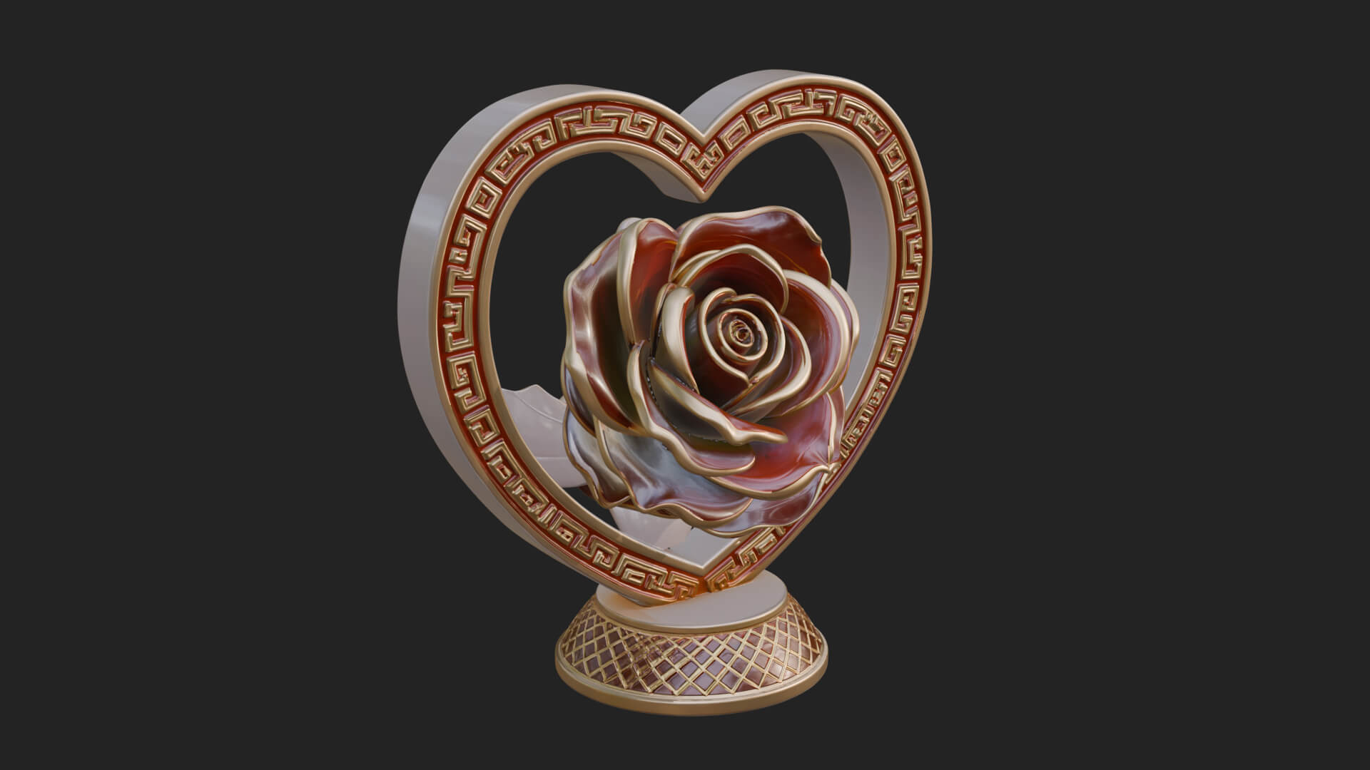 Ornate Framed Heart Plaque Design 93 3D Print Model 3D Model