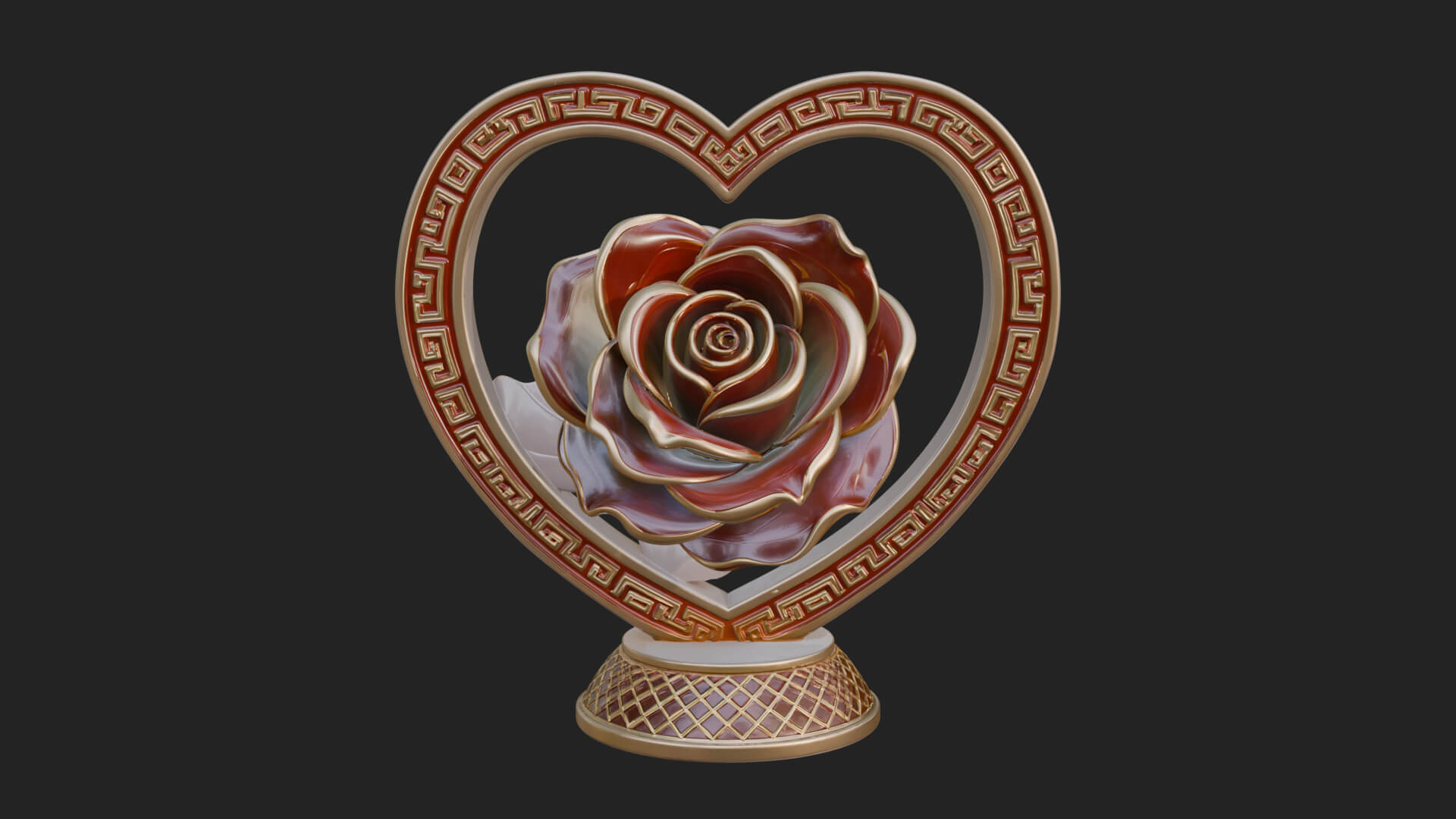 Ornate Framed Heart Plaque Design 93 3D Print Model 3D Model