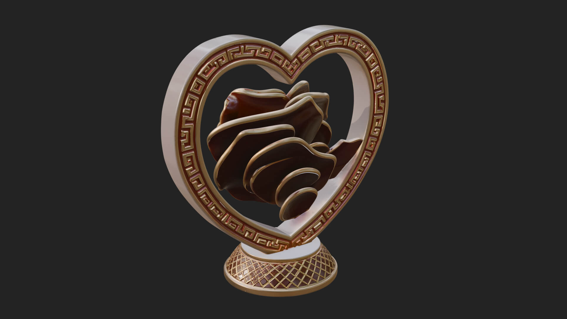 Ornate Framed Heart Plaque Design 93 3D Print Model 3D Model