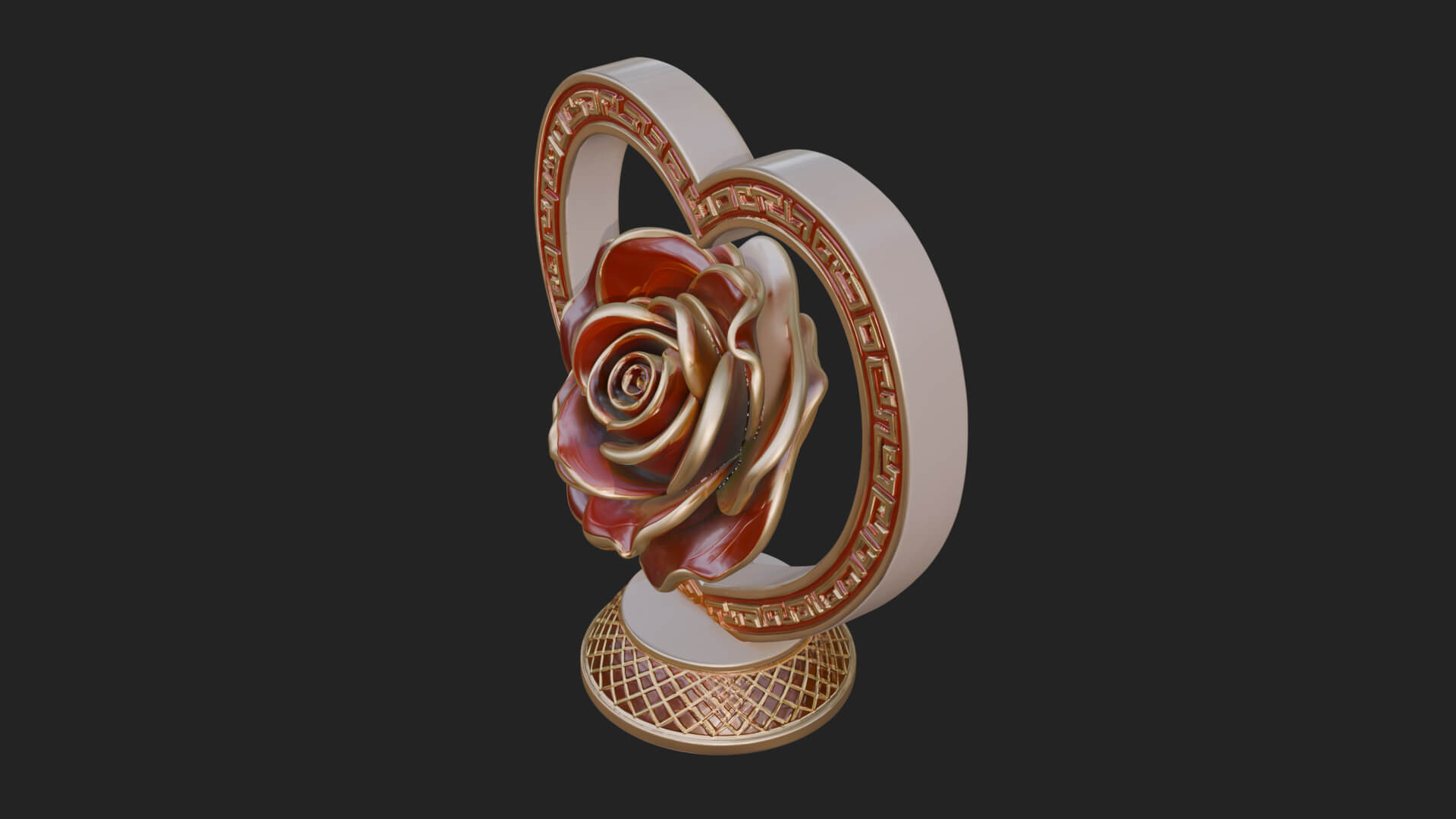 Ornate Framed Heart Plaque Design 93 3D Print Model 3D Model